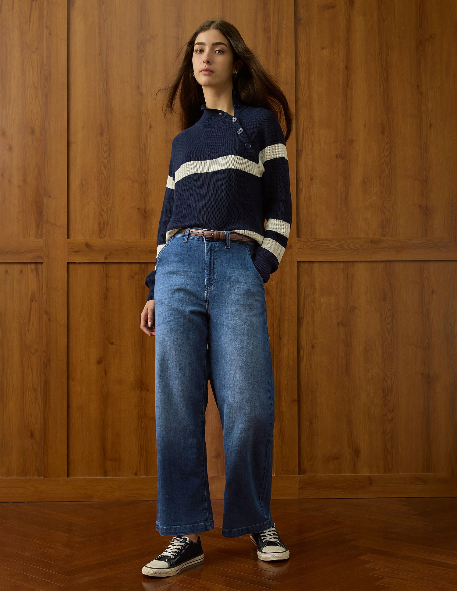 High Rise Wide Leg Jeans Dark Blue - U.S. Polo Assn. India | Large
