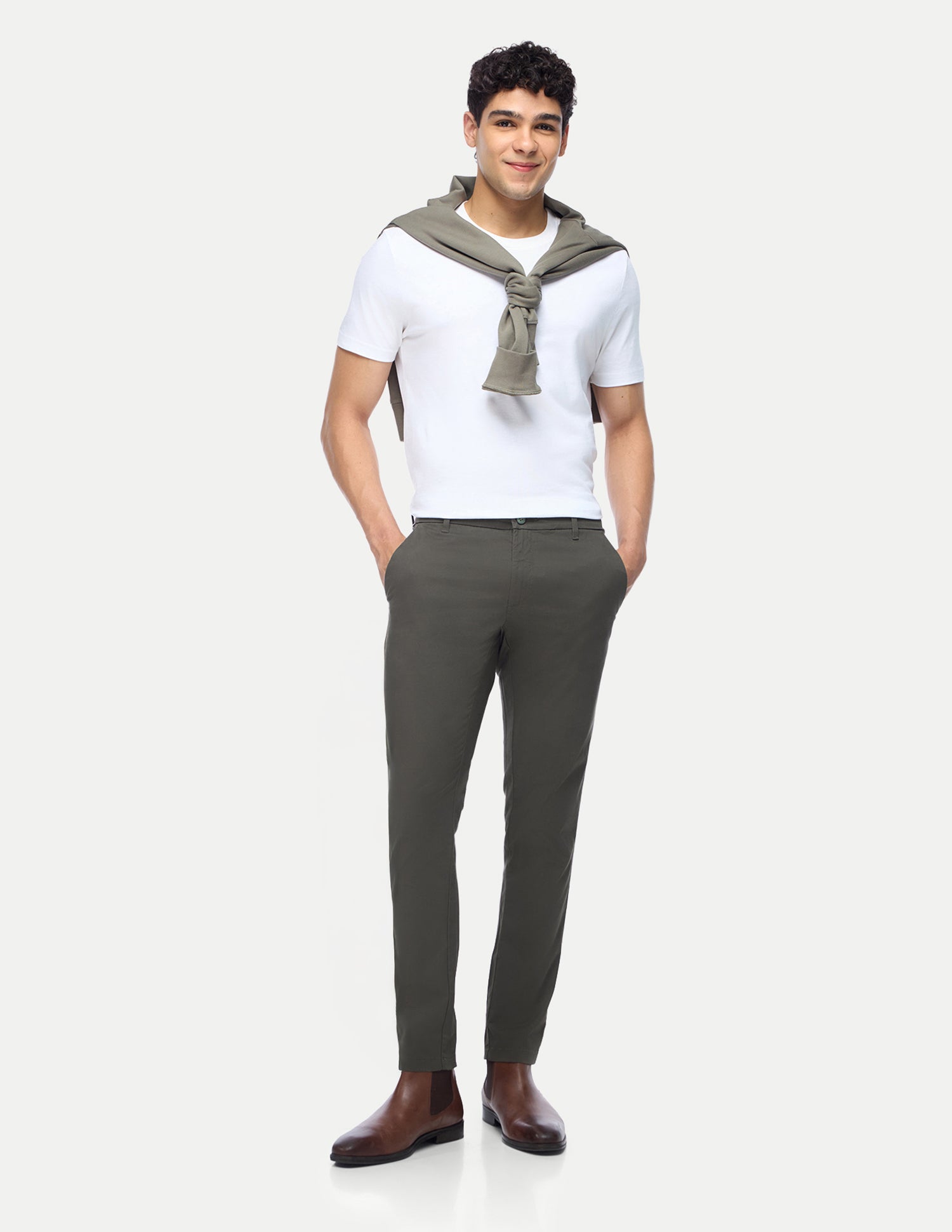 Austin Trim Regular Fit Twill Trousers Dark Olive - U.S. Polo Assn. India | Large