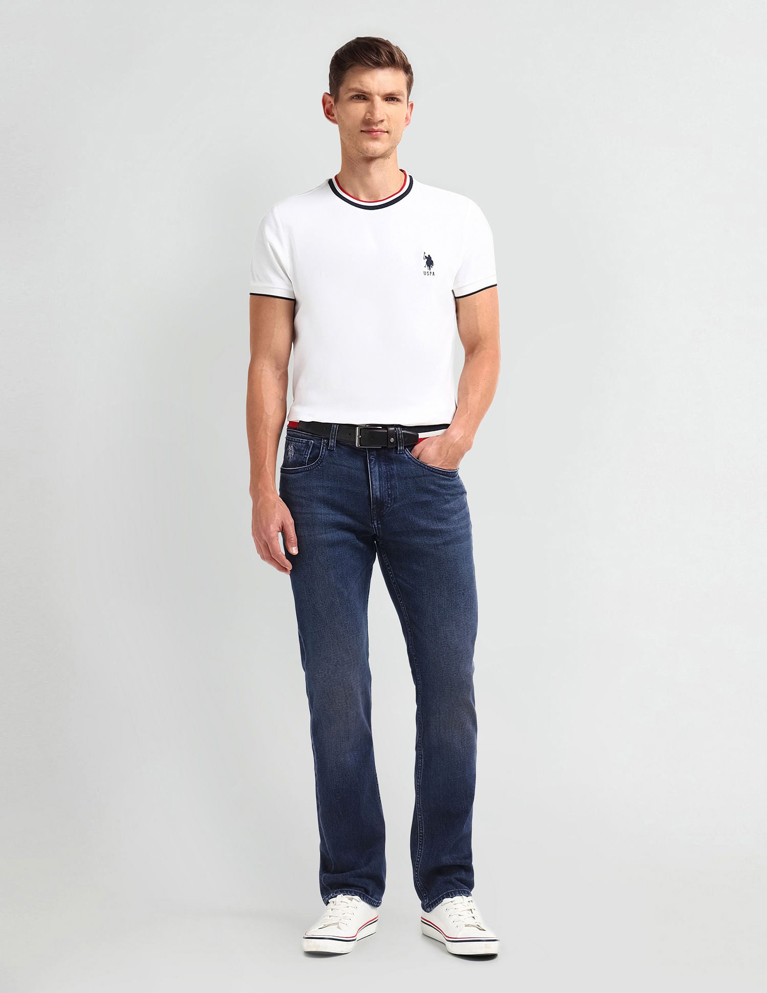 Harold Slim Straight Fit Blue Jeans Dark Blue - U.S. Polo Assn. India | Large