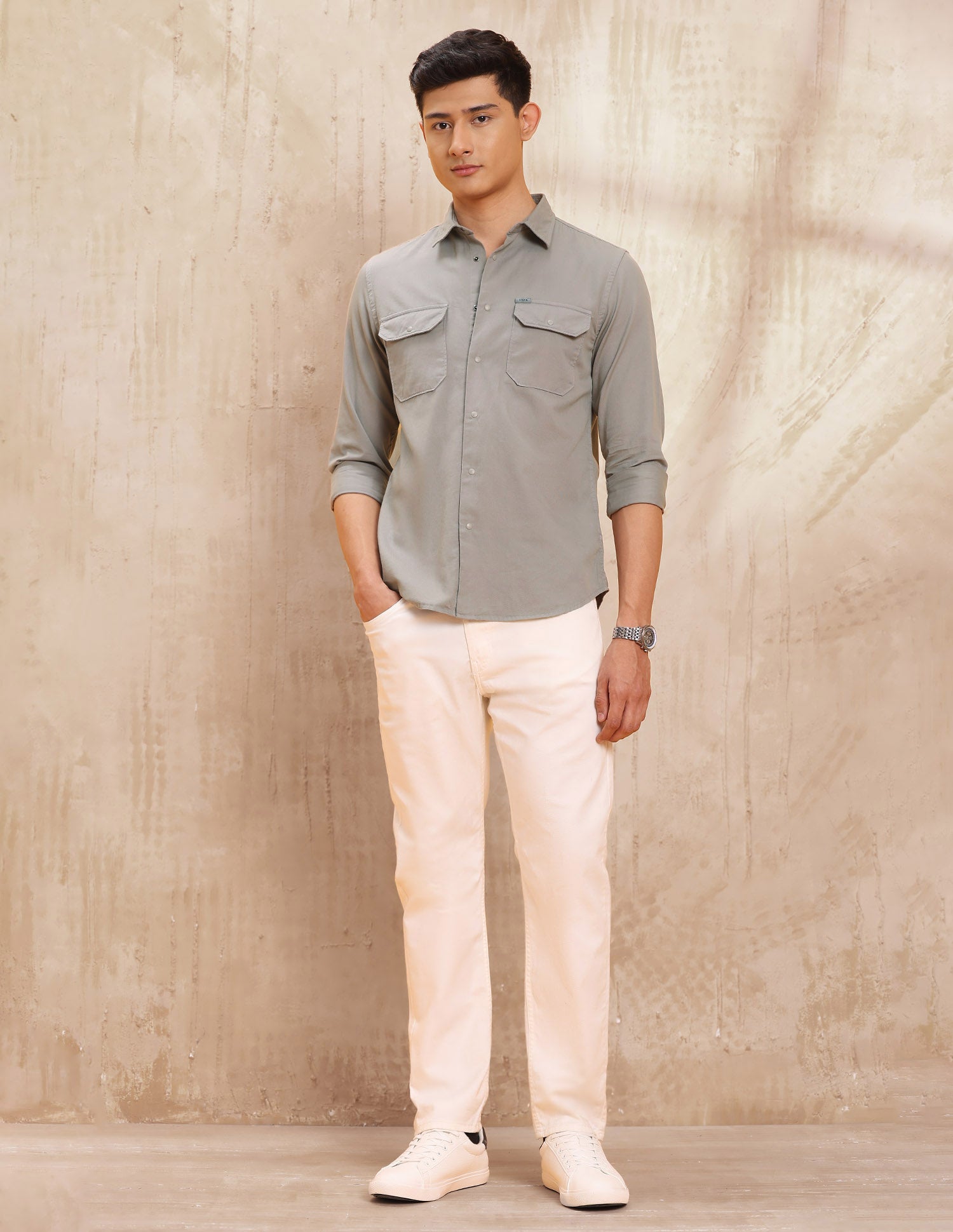 Solid Pure Cotton Shirt Grey - U.S. POLO ASSN. | Large