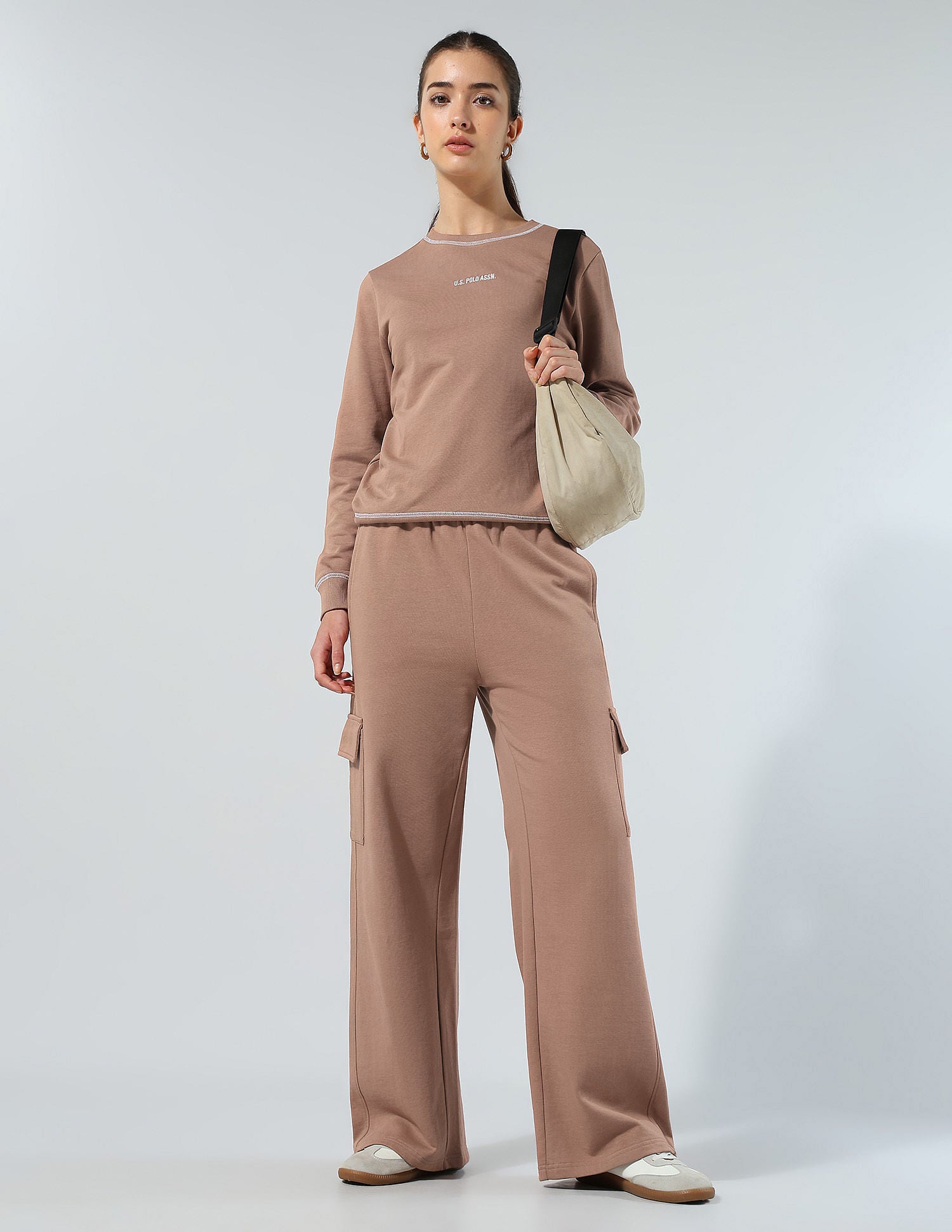 Solid Cargo Fit Trousers Light Brown - U.S. POLO ASSN. | Large