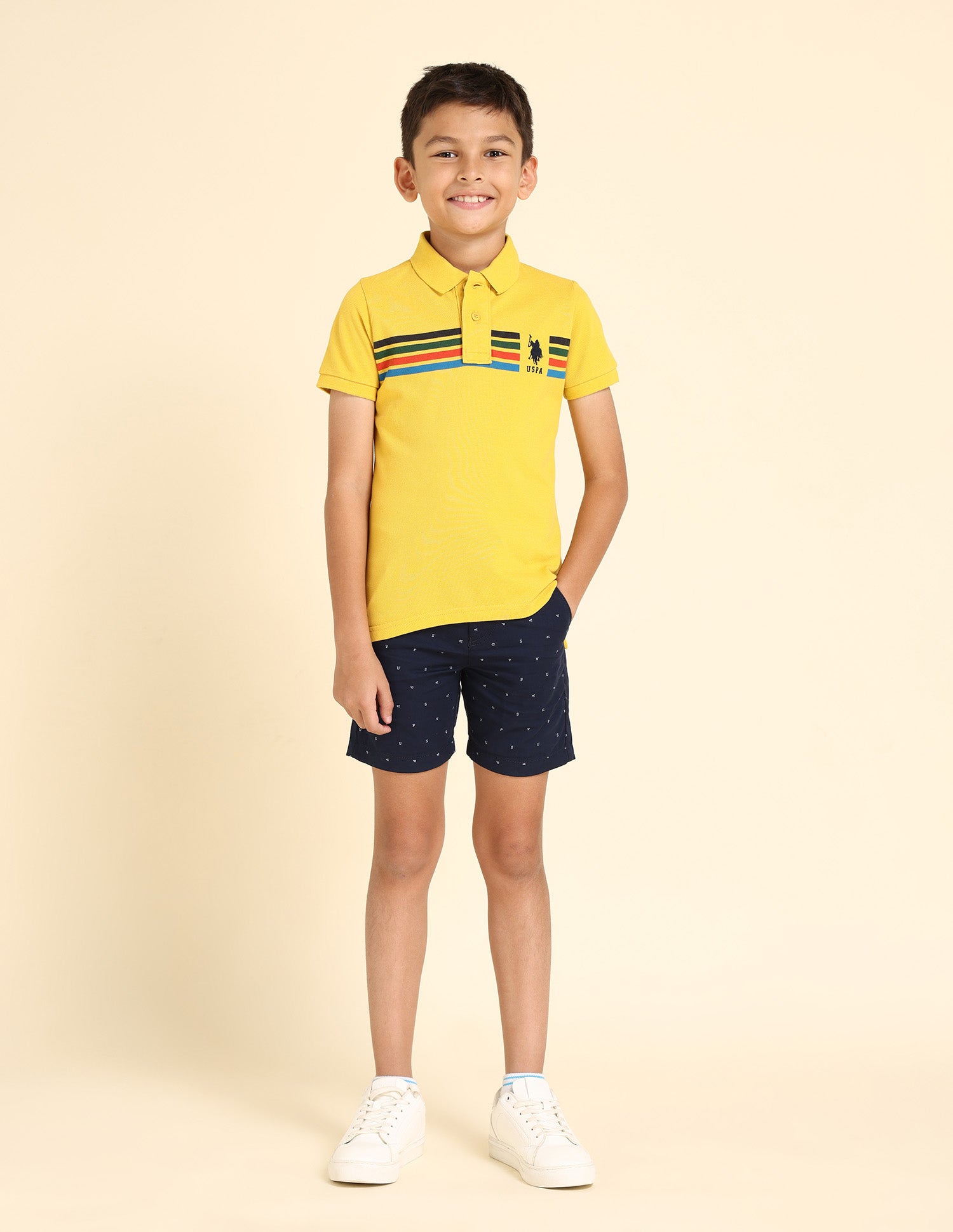 Boys Horizontal Stripe Polo Shirt Yellow - U.S. POLO ASSN. | Large