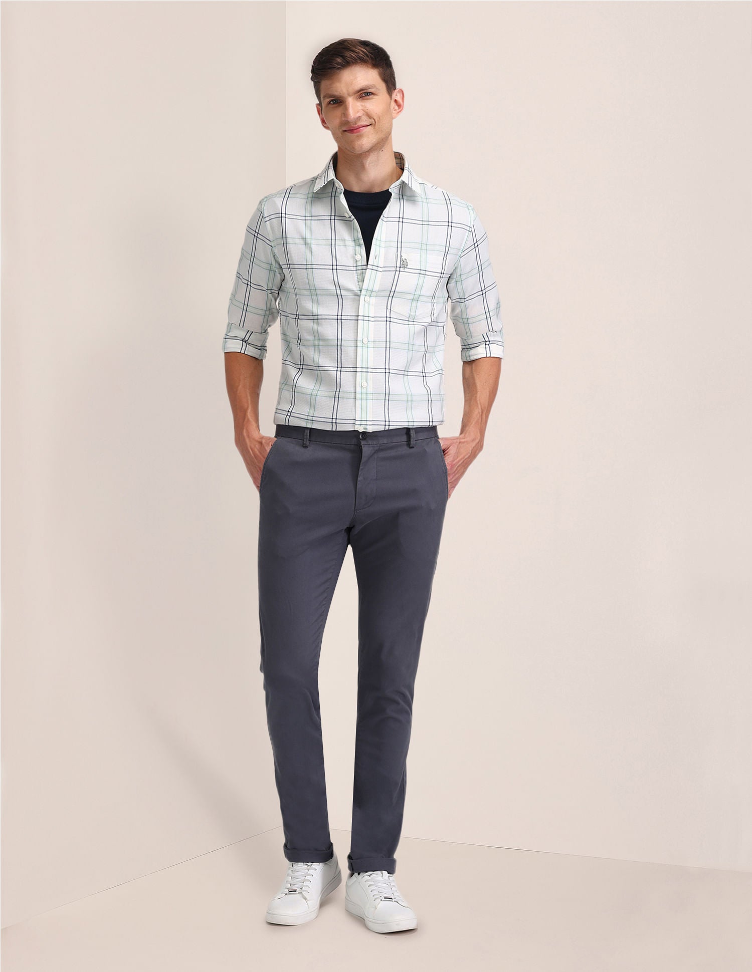 Plaid Check Oxford Shirt Ivory - U.S. Polo Assn. India | Large