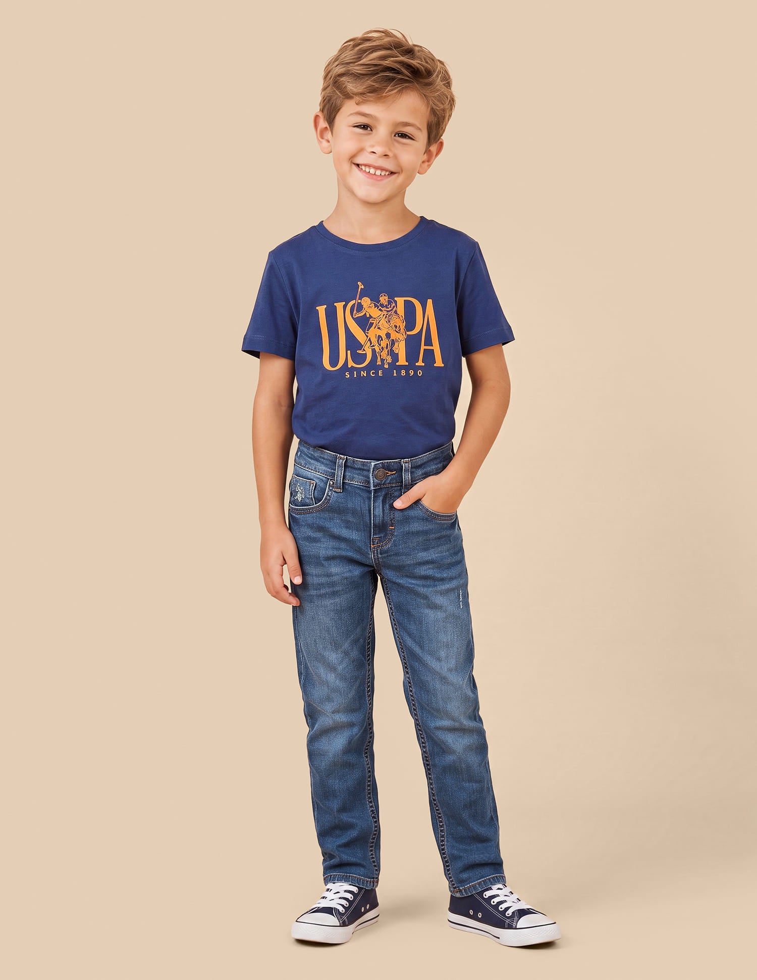 Slim Fit Whiskered Jeans Blue - U.S. Polo Assn. India | Large