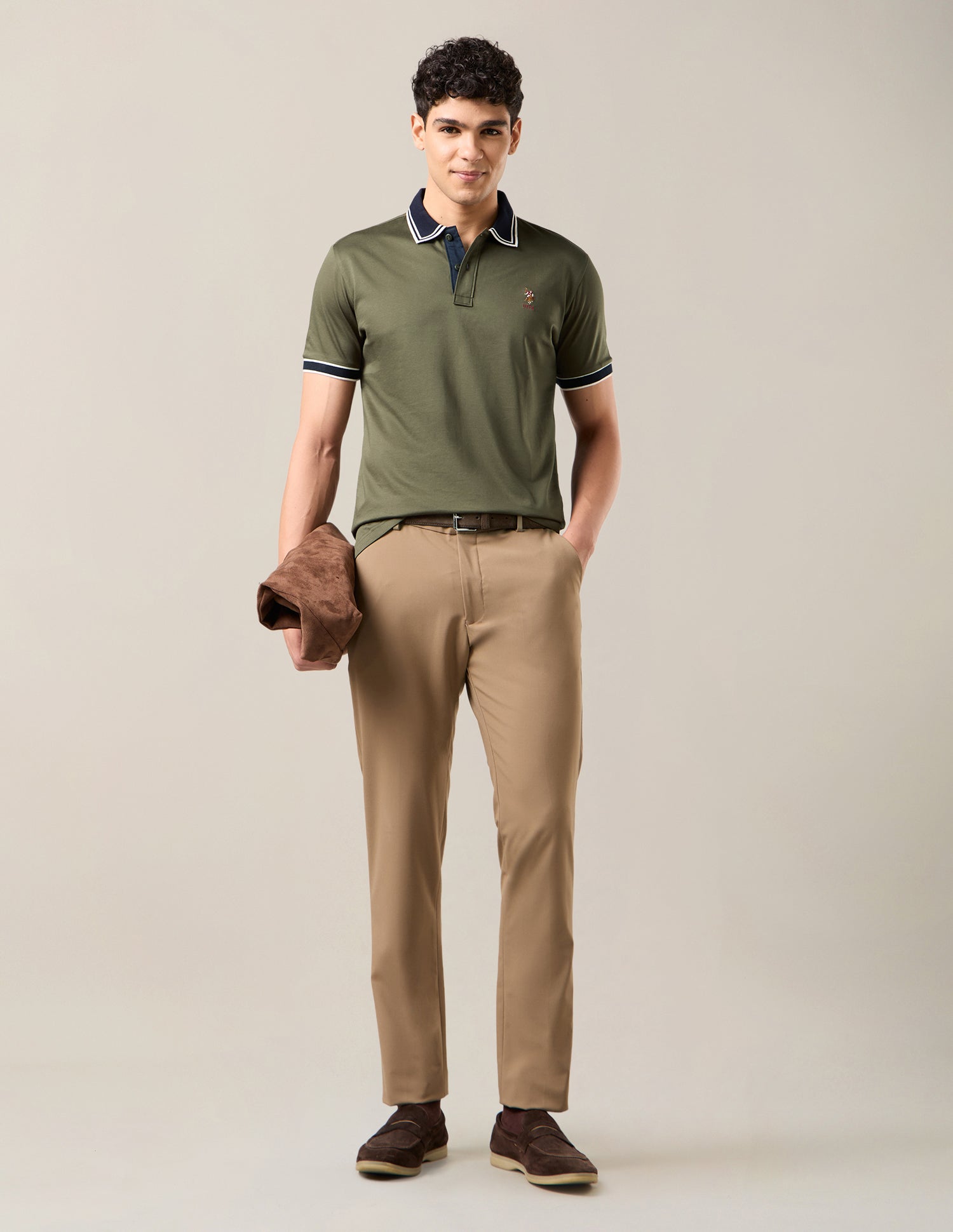 Solid Slim Fit Polo Shirt Dark Green - U.S. Polo Assn. India | Large