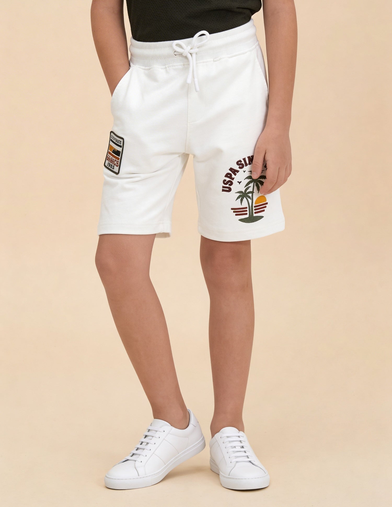 Graphic Brand Embroidered Shorts Off White - U.S. Polo Assn. India | Large