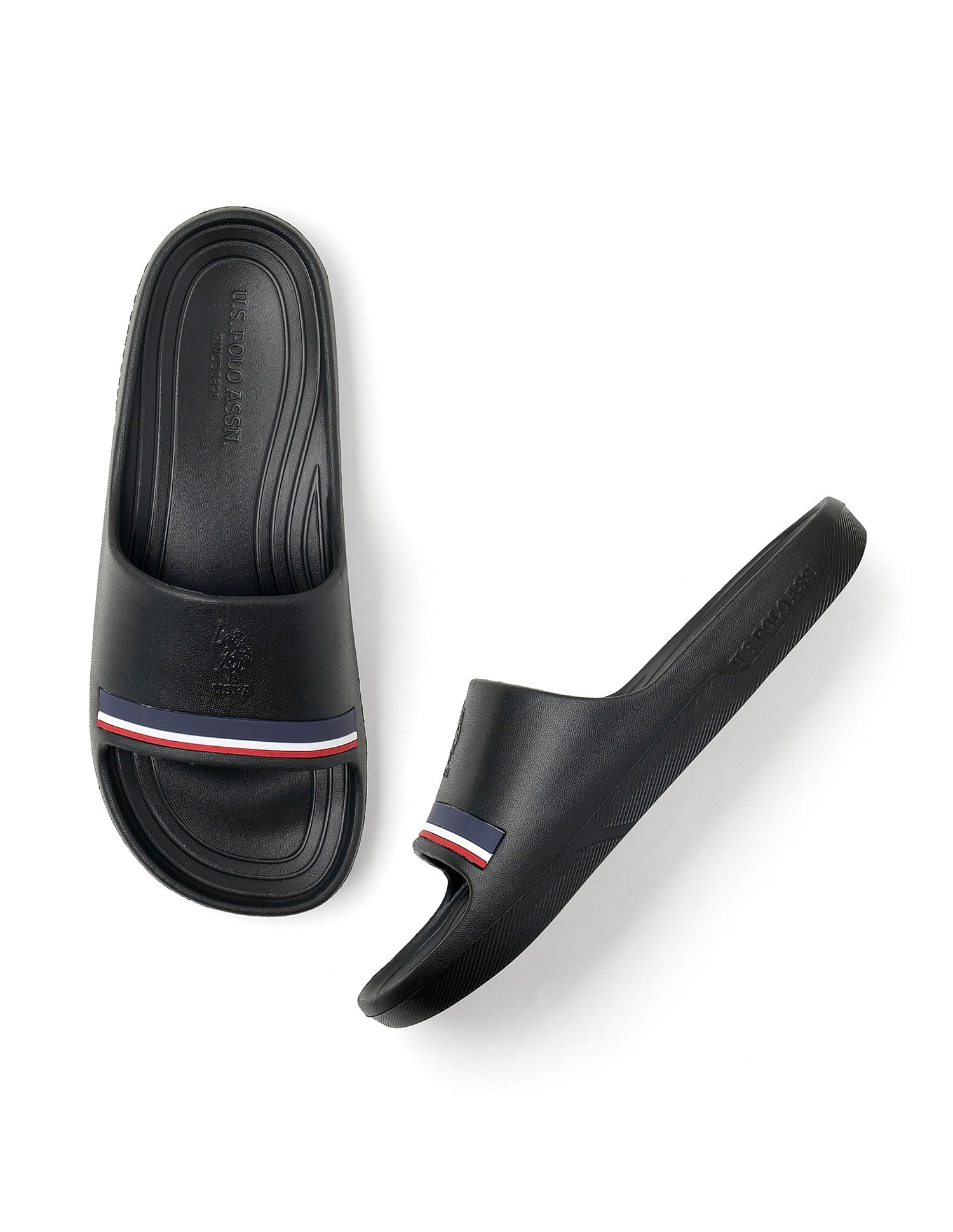 Men Easton Black Foam Walk Sliders Black - U.S. Polo Assn. India | Large