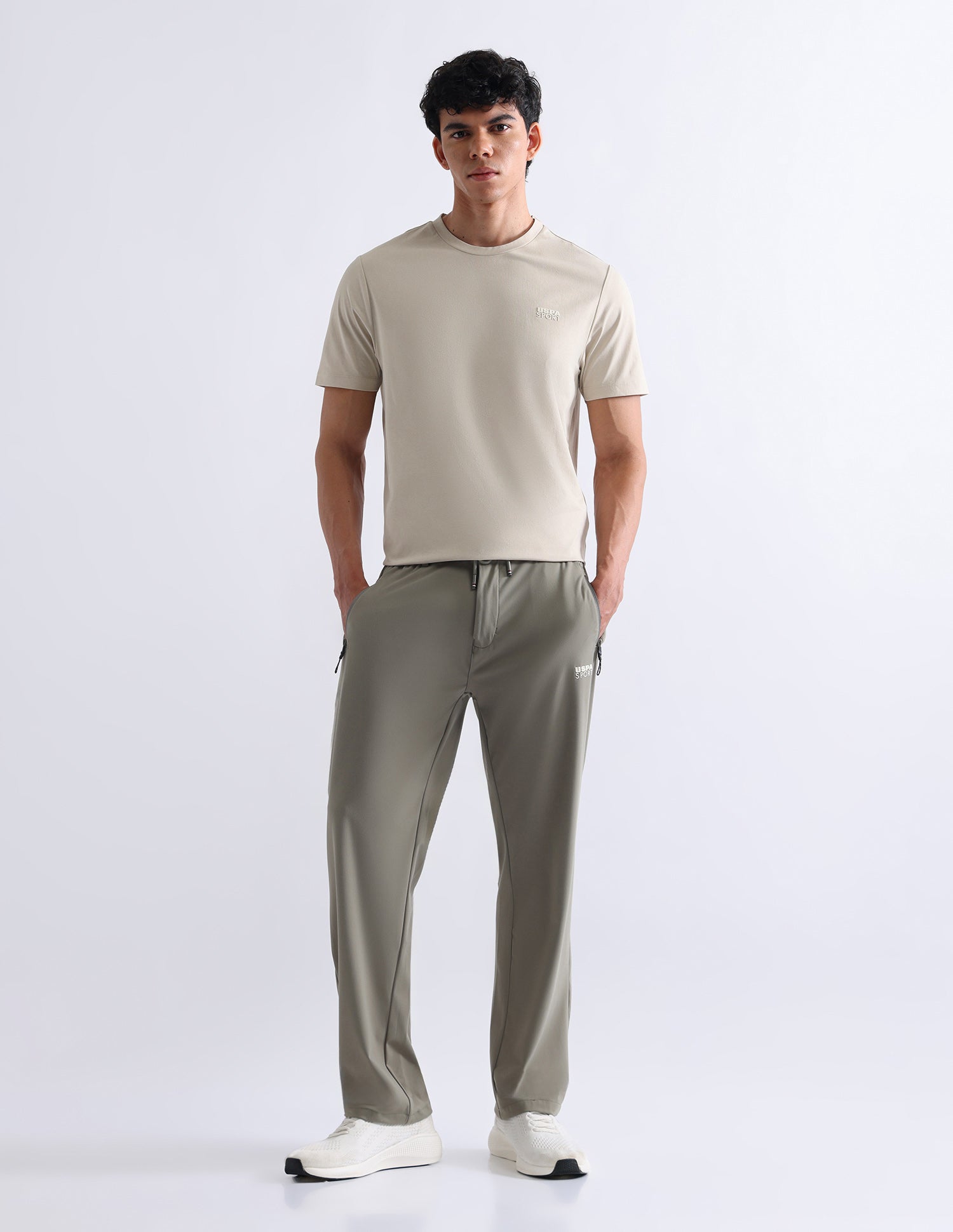 Solid Slim Fit T-Shirt Beige - U.S. Polo Assn. India | Large