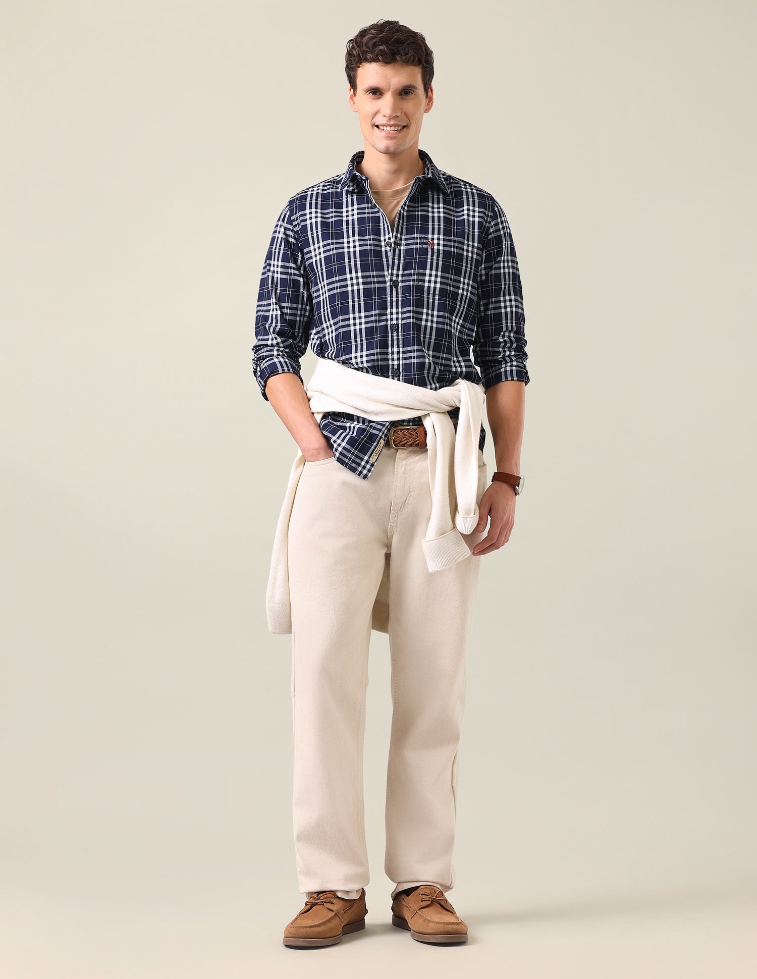 Grid Tattersall Checked Twill Shirt Indigo - U.S. Polo Assn. India | Large