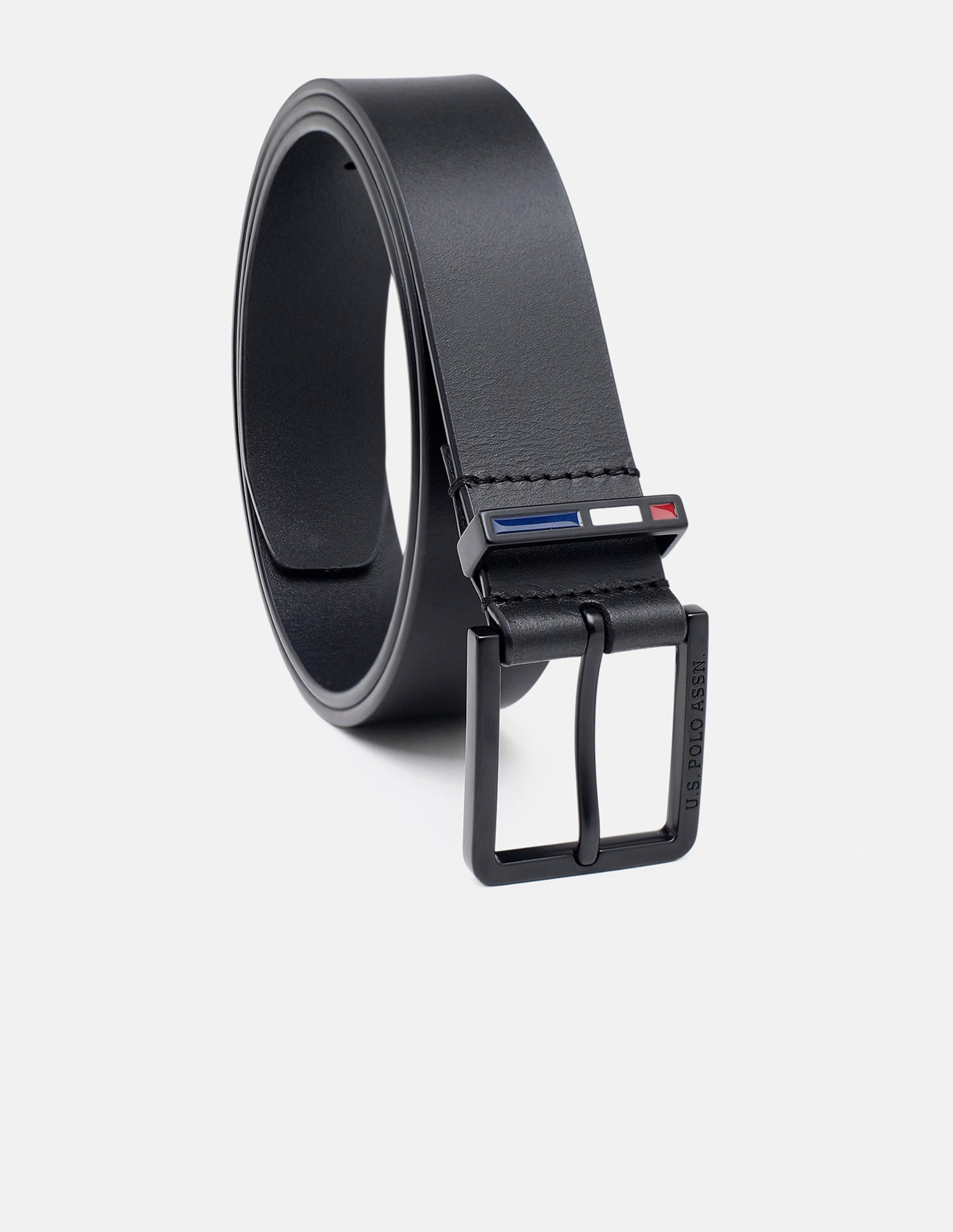 Men Black Trento Solid Leather Belt Black - U.S. Polo Assn. India | Large
