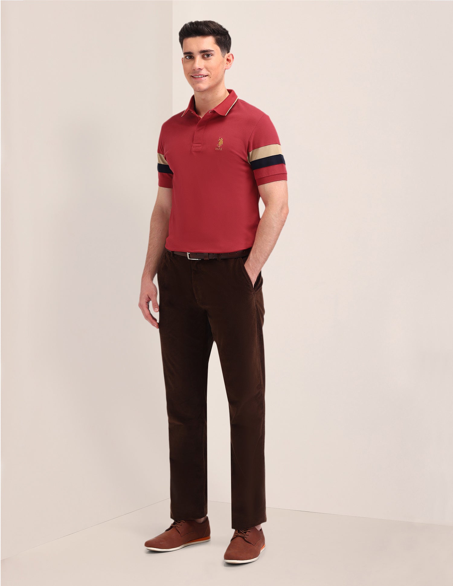 Solid Pattern Cotton Polo Shirt Rust - U.S. POLO ASSN. | Large