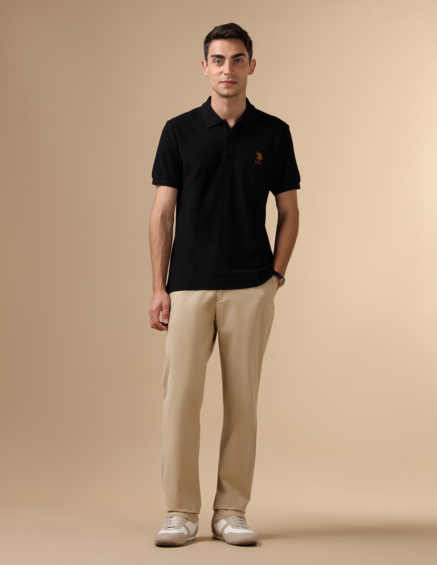 Pure Cotton Slim Fit Polo Shirt Black - U.S. POLO ASSN. | Large