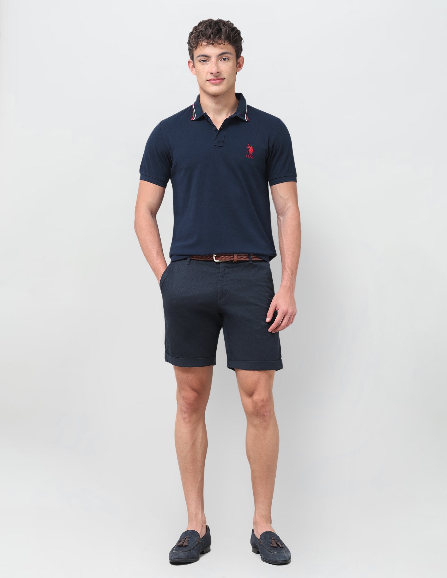 Solid Regular Fit Polo Shirt Navy - U.S. Polo Assn. India | Large