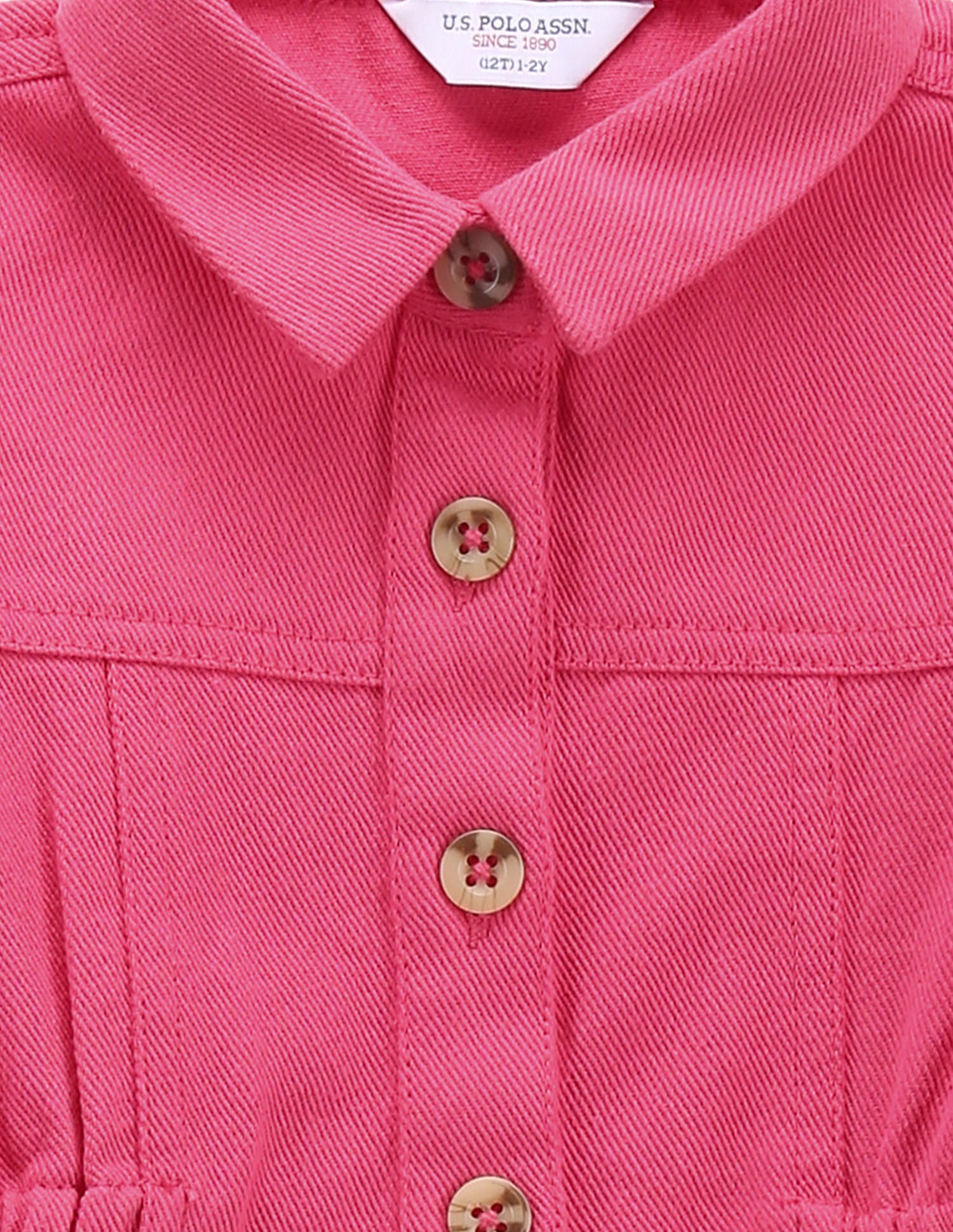 Girls Solid Shirt Dress Light Pink - U.S. POLO ASSN. | Large