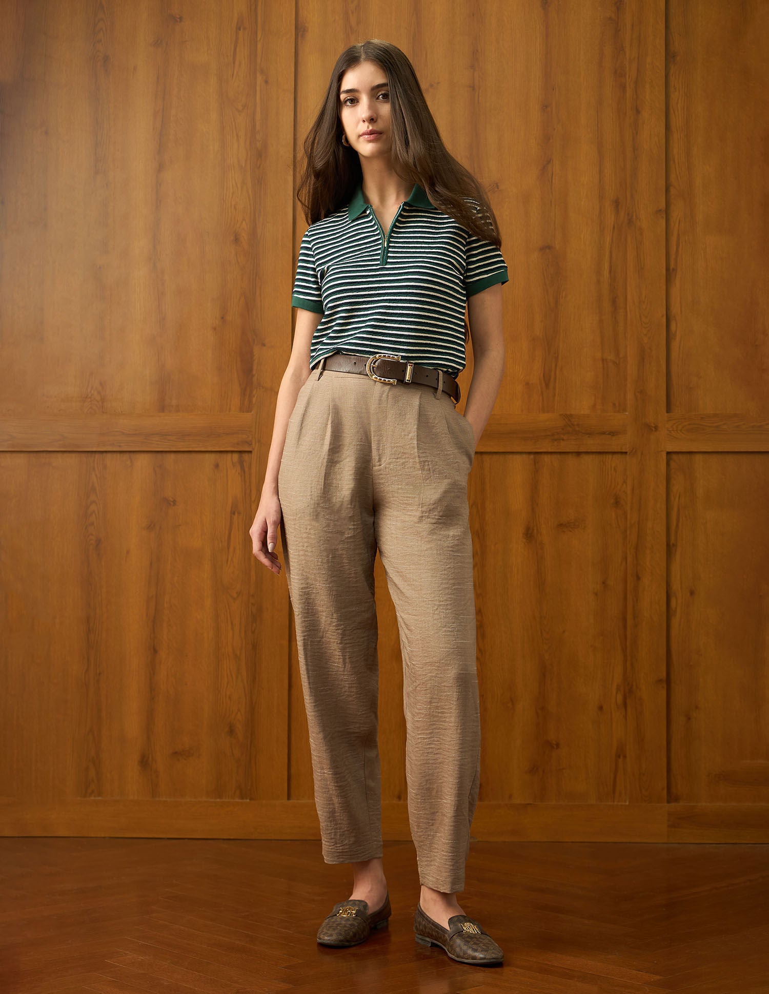 Reglar Fit Horizontal Striped Polo Shirt Dark Green - U.S. POLO ASSN. | Large