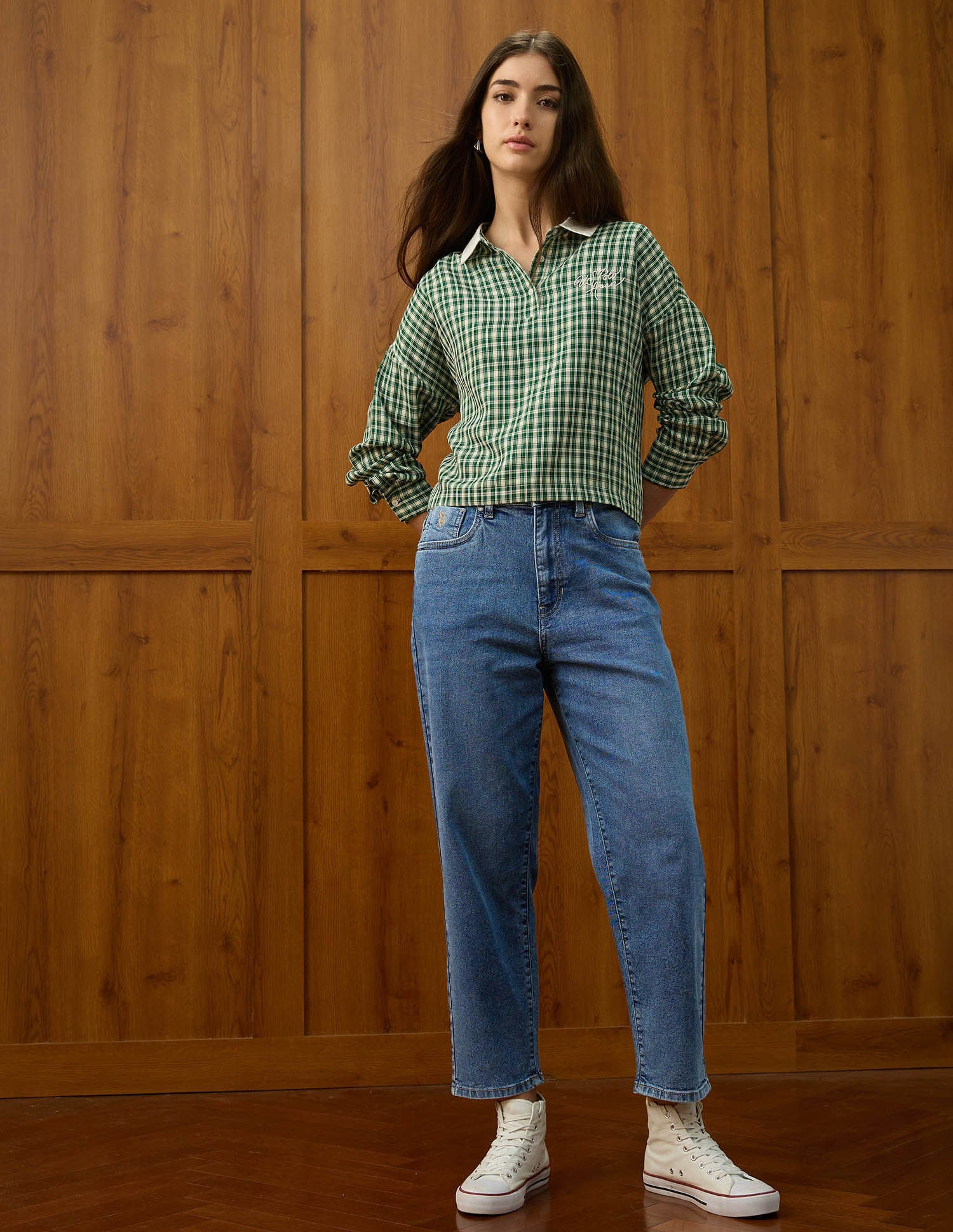 High Rise Carrot Fit Jeans Blue - U.S. POLO ASSN. | Large