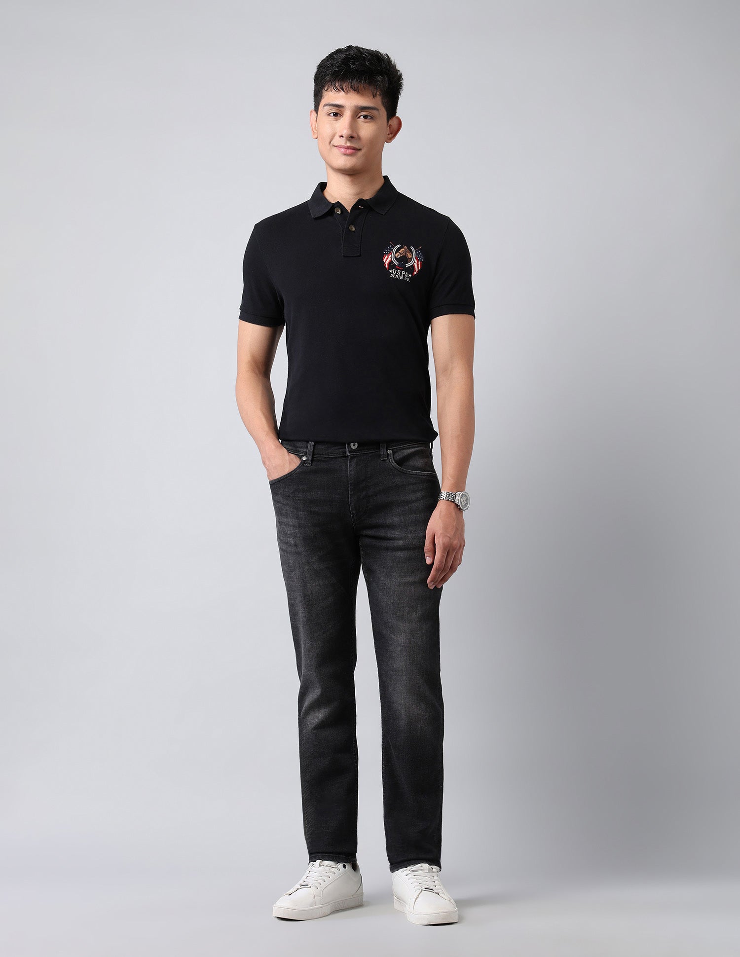 Brandon Slim Tapered Fit Black Jeans Black - U.S. POLO ASSN. | Large