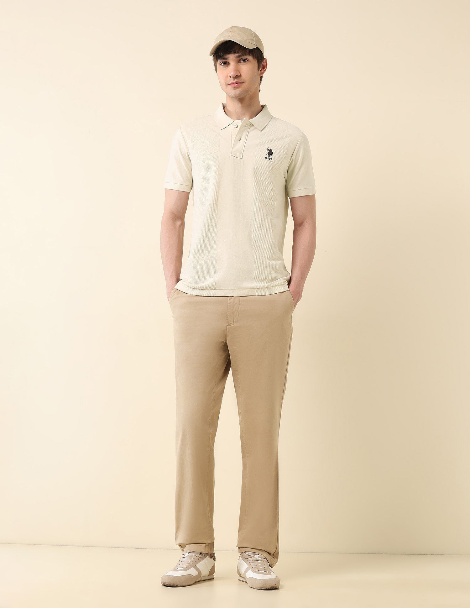 Textured Classic Polo Shirt Beige - U.S. Polo Assn. India | Large