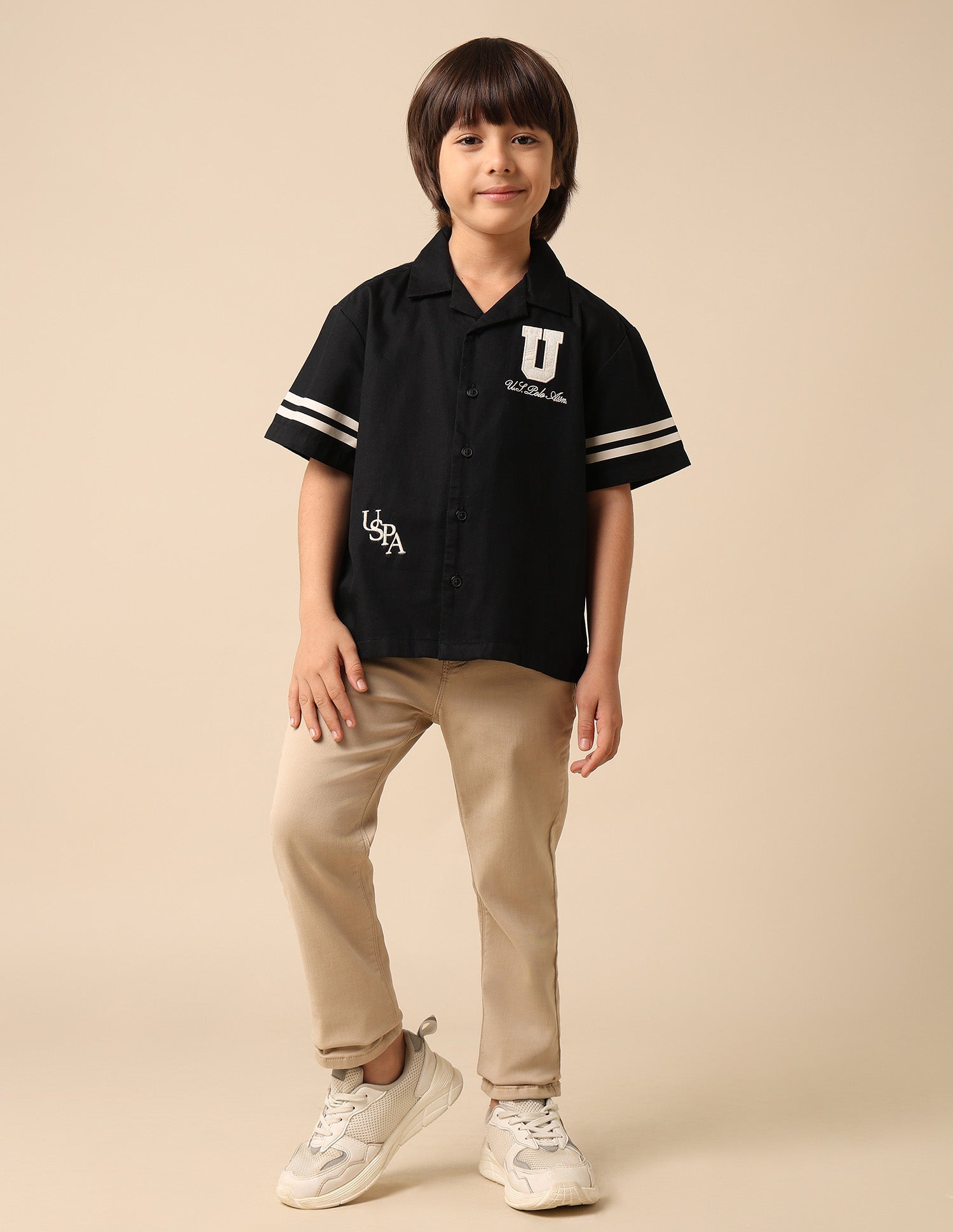Boys Pure Cotton Cuban Shirt Black - U.S. POLO ASSN. | Large