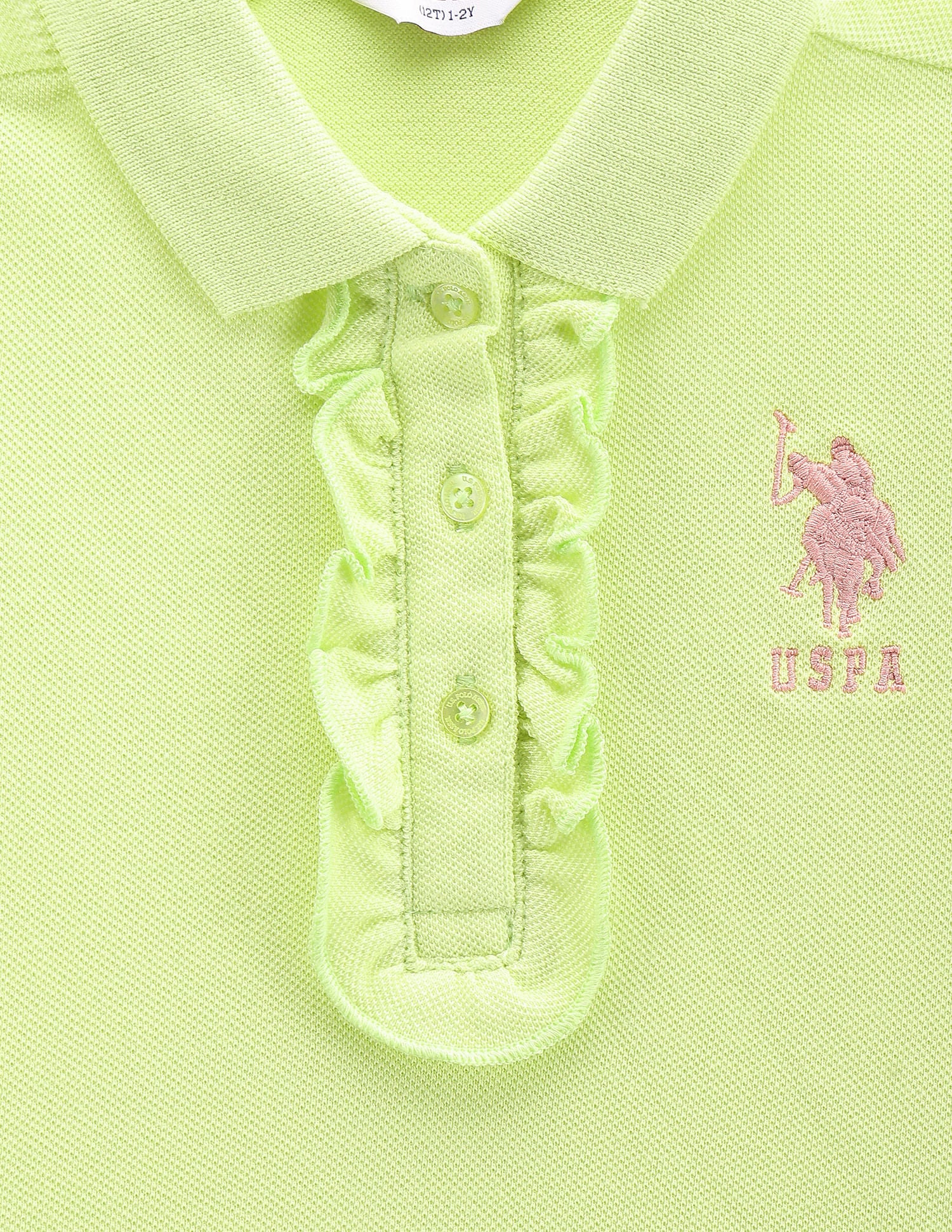 Girls Solid Cotton Polo Shirt Green - U.S. POLO ASSN. | Large