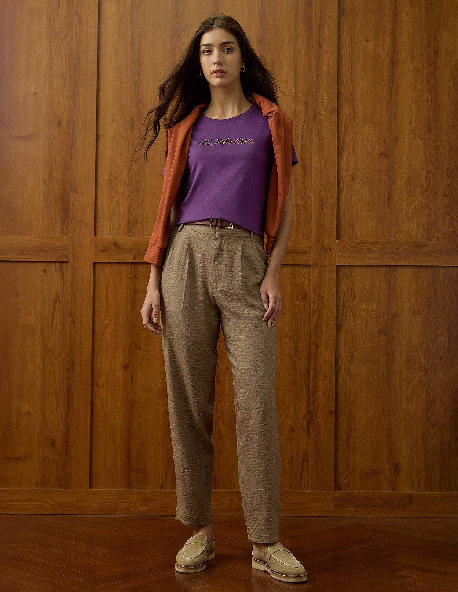 Crew Neck Regular Fit Tshirt With Flock Print Wine - U.S. POLO ASSN. | Large