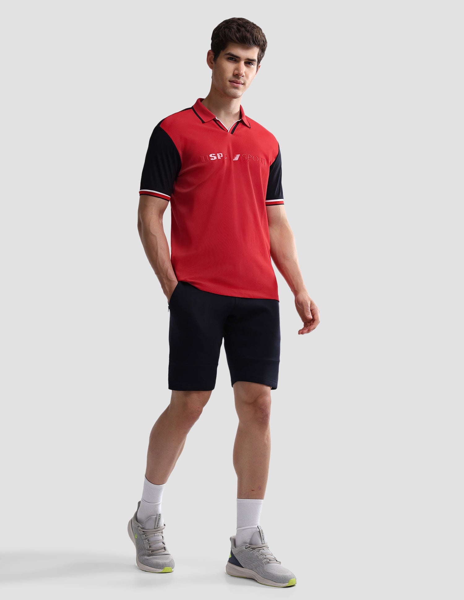Colourblocked Slim Fit Active Polo Shirt Red - U.S. Polo Assn. India | Large