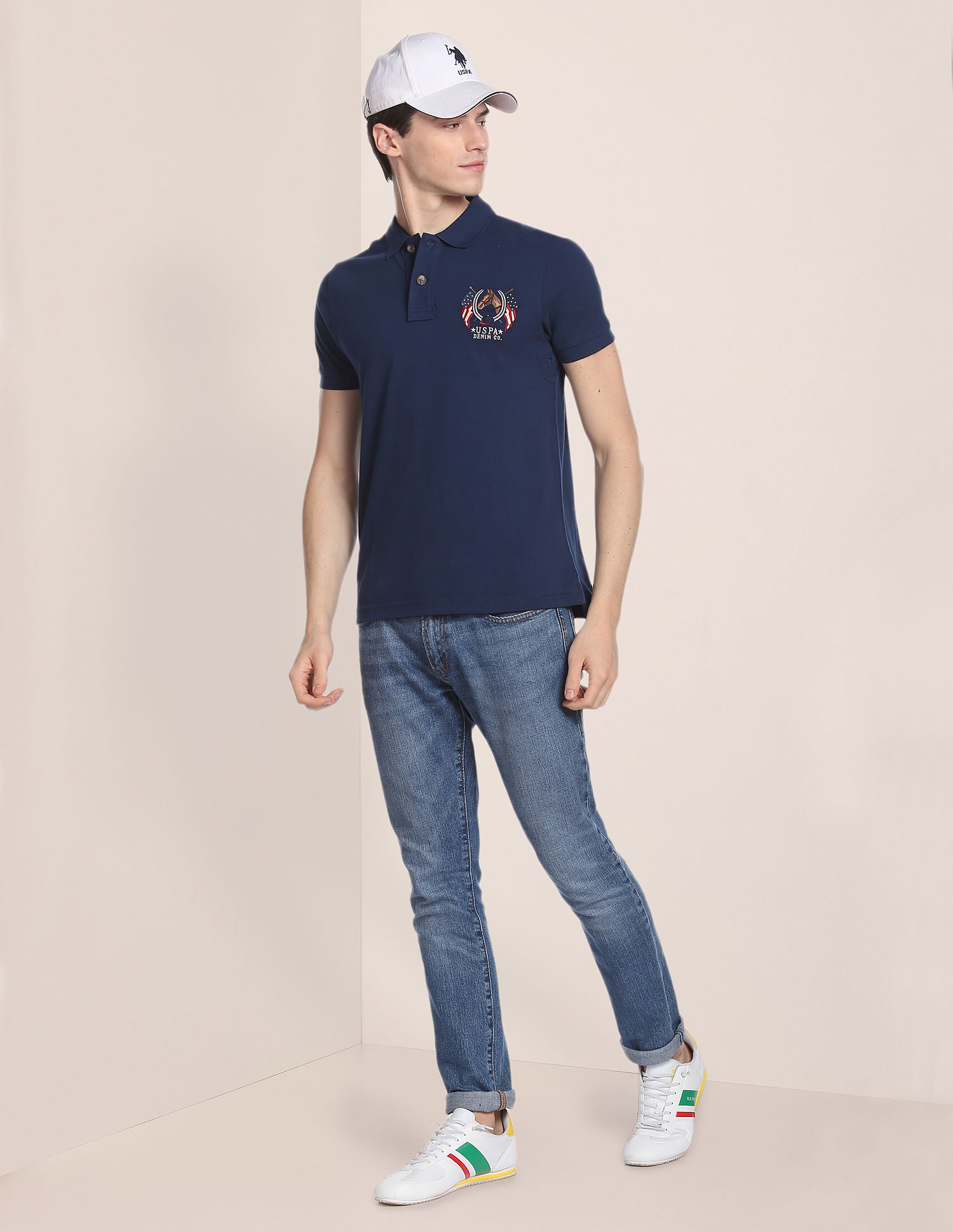 Cotton Solid Polo Shirt Dark Blue - U.S. Polo Assn. India | Large