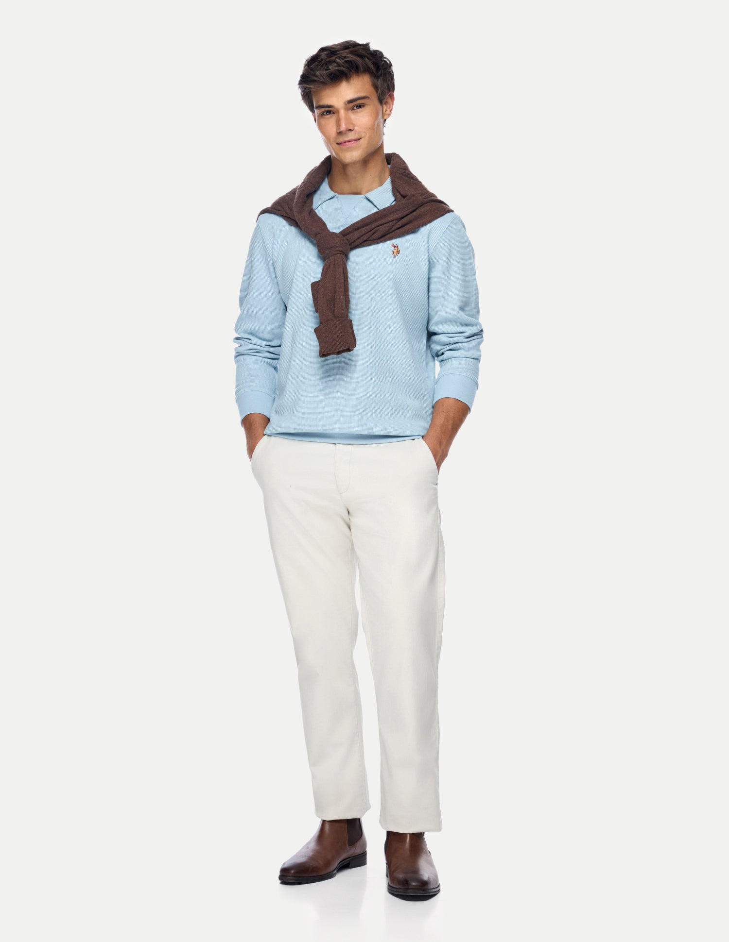 Solid Relaxed Fit Sweatshirt Light Blue - U.S. Polo Assn. India | Large
