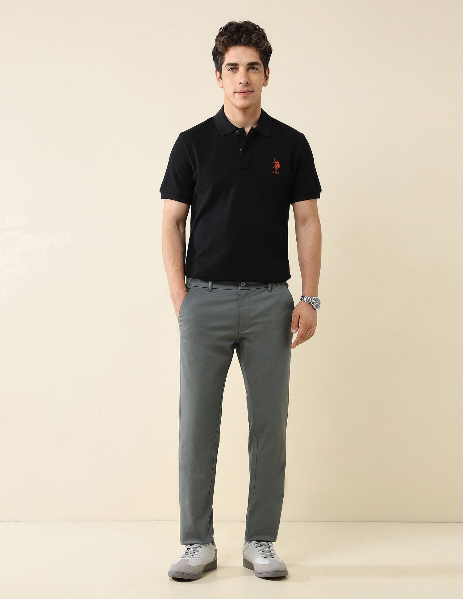 Elasticized Waist Super Slim Fit Trousers Light Grey - U.S. POLO ASSN. | Large