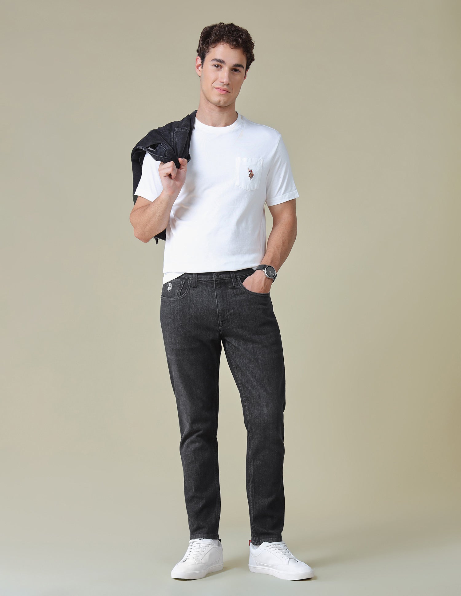 Cole Comfort Cropped Fit Black Jeans Black - U.S. Polo Assn. India | Large