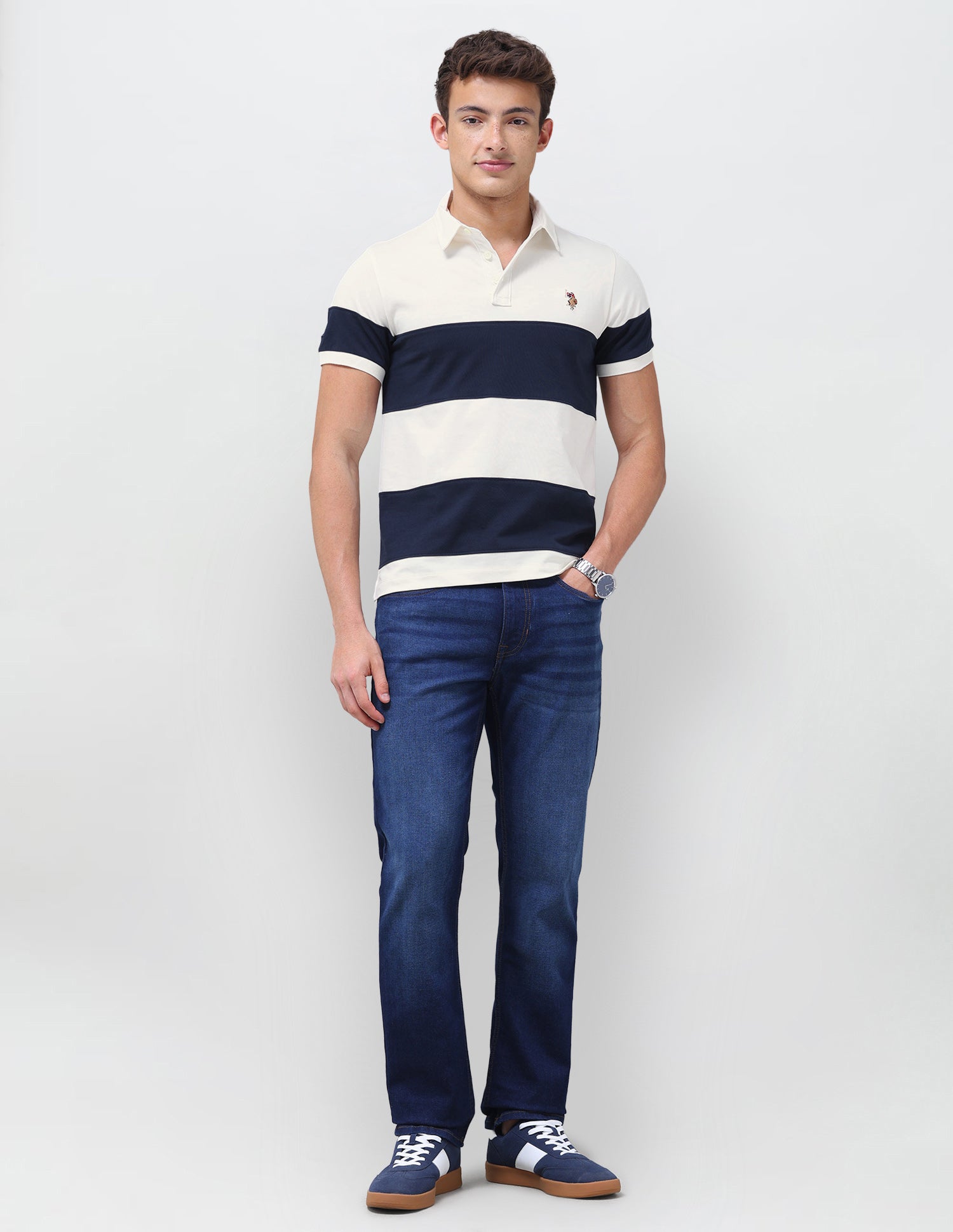 Colourblocked Slim Fit Polo Shirt Navy - U.S. Polo Assn. India | Large