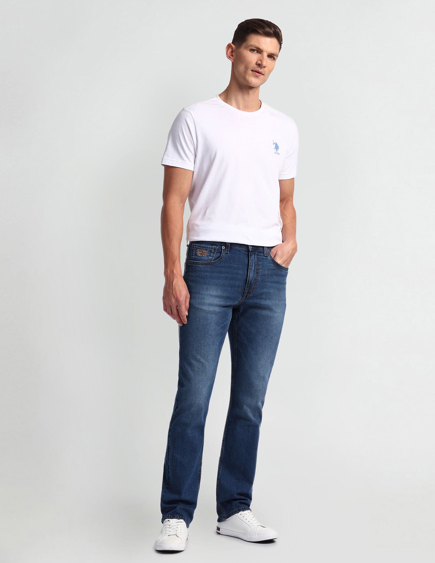 Harold Slim Straight Blue Jeans Blue - U.S. Polo Assn. India | Large