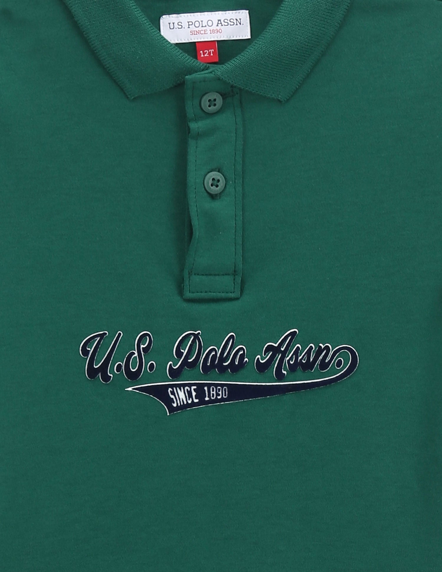 Boys Flock Print Polo Shirt Dark Green - U.S. Polo Assn. India | Large