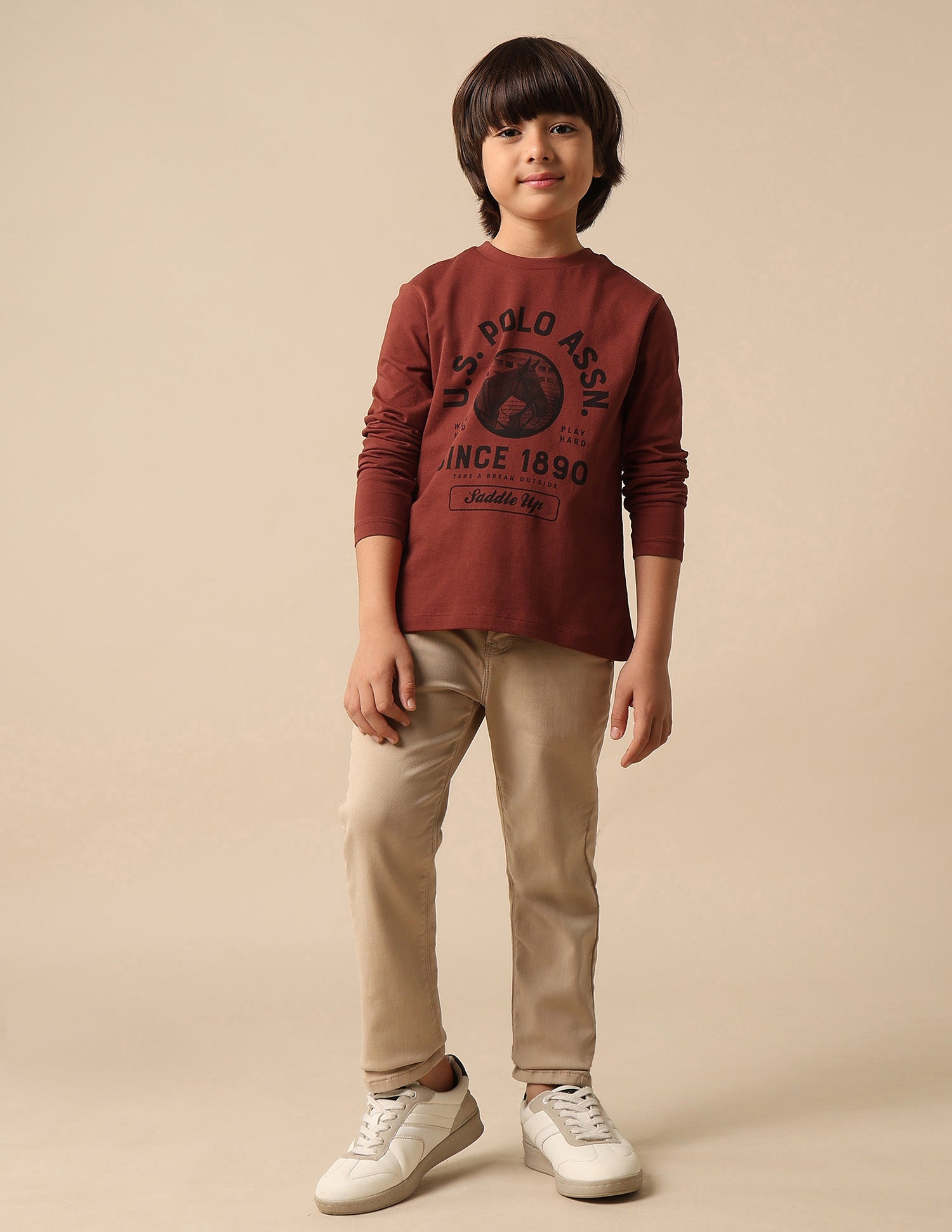 Boys Graphic Brand Printed Regular Fit T Shirt Rust - U.S. POLO ASSN. | Large