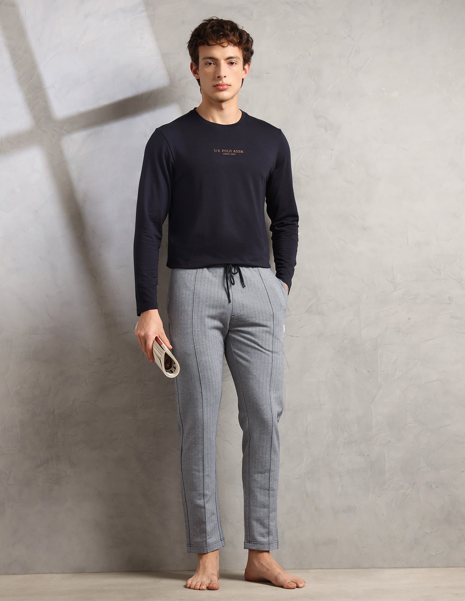 Chevron Cotton Stretch PR003 Lounge Pants - Pack Of 1 Navy - U.S. Polo Assn. India | Large