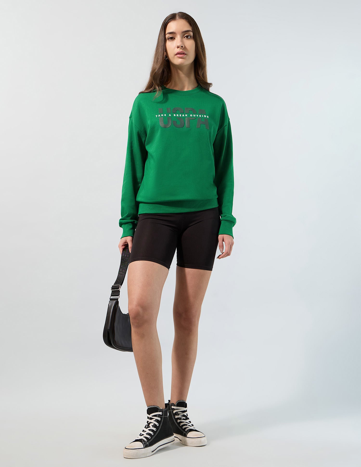 Relaxed Fit Brand Printed Sweatshirt Bright Green - U.S. POLO ASSN. | Large