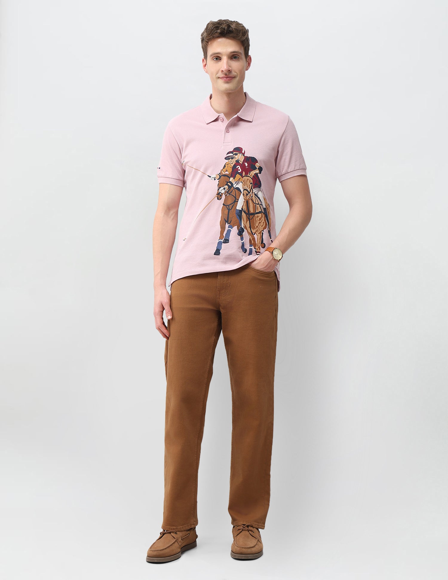 Graphic Printed Muscle Fit Polo Shirt Dark Pink - U.S. Polo Assn. India | Large