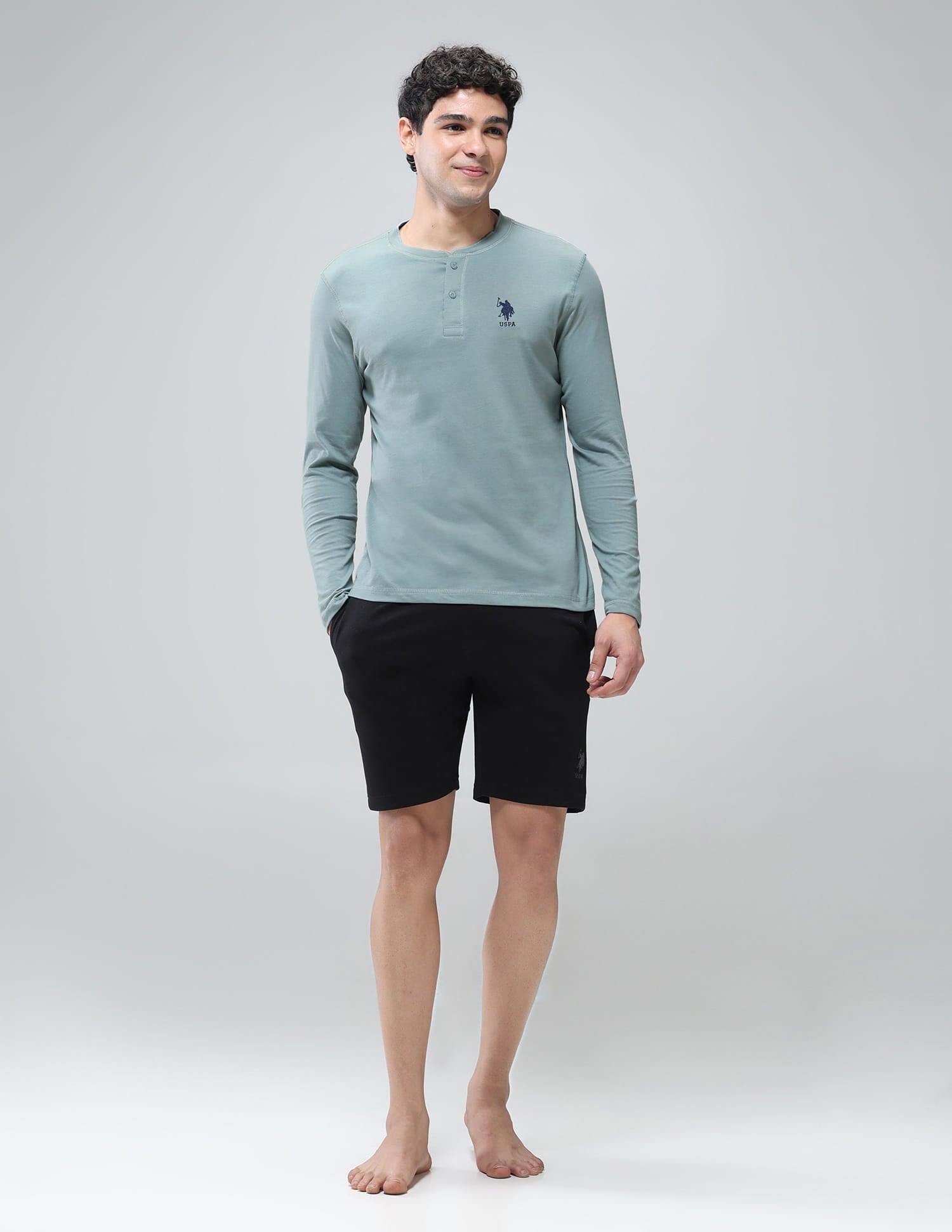 Henley Neck Solid I694 Lounge T-Shirt - Pack Of 1 Lead - U.S. Polo Assn. India | Large