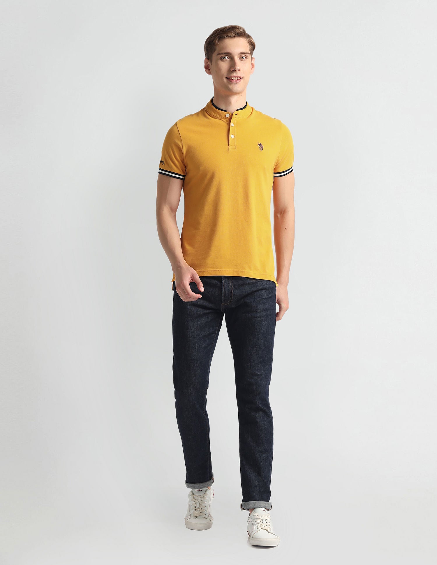 Solid Muscle Fit T-Shirt Mustard - U.S. Polo Assn. India | Large