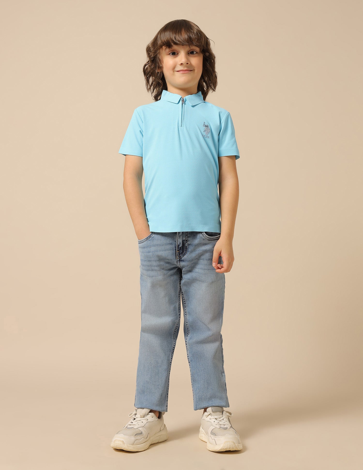 Boys Solid Regular Fit Polo Shirt Light Blue - U.S. POLO ASSN. | Large