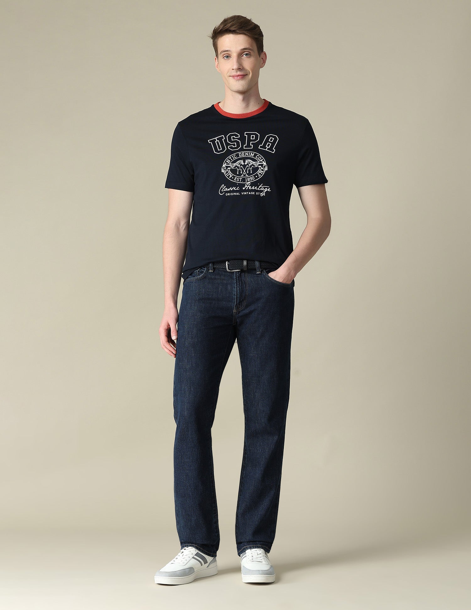 Graphic Brand Printed Slim Fit T-Shirt Navy - U.S. Polo Assn. India | Large