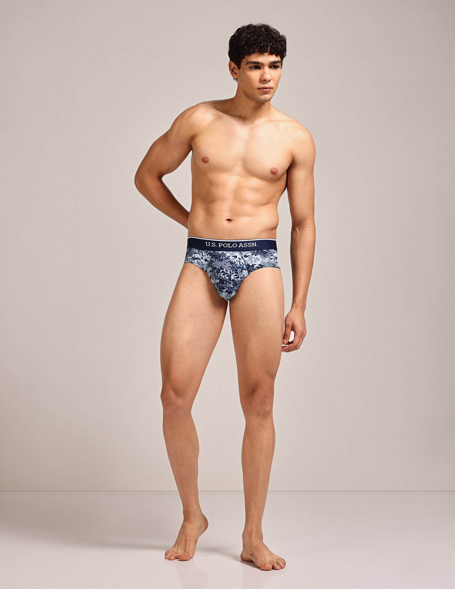 Abrasion Free Printed OEB24 Briefs - Pack Of 3 Blue, Red, Grey - U.S. Polo Assn. India | Large