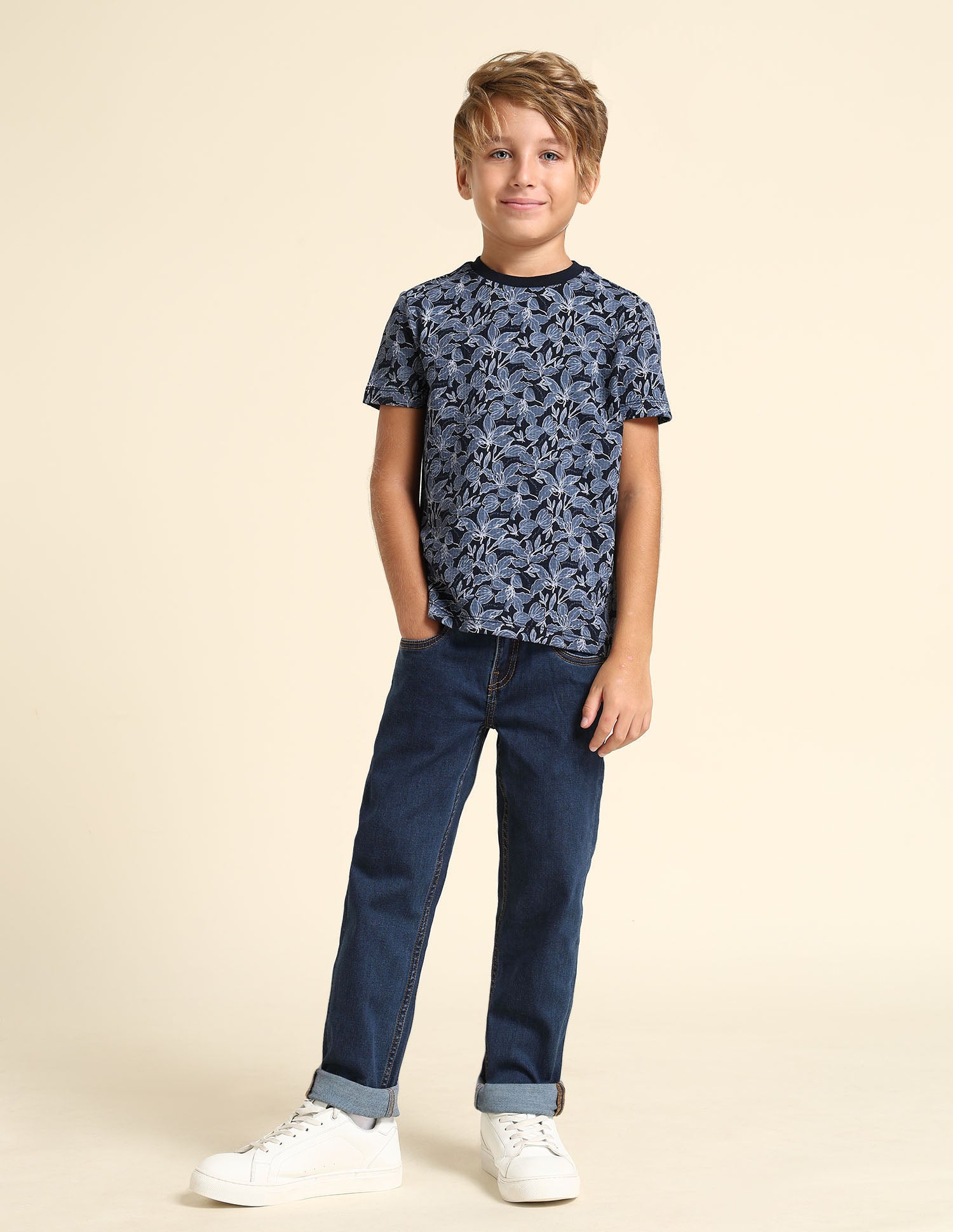 Boys All Over Printed Regular Fit T-Shirt Navy - U.S. POLO ASSN. | Large