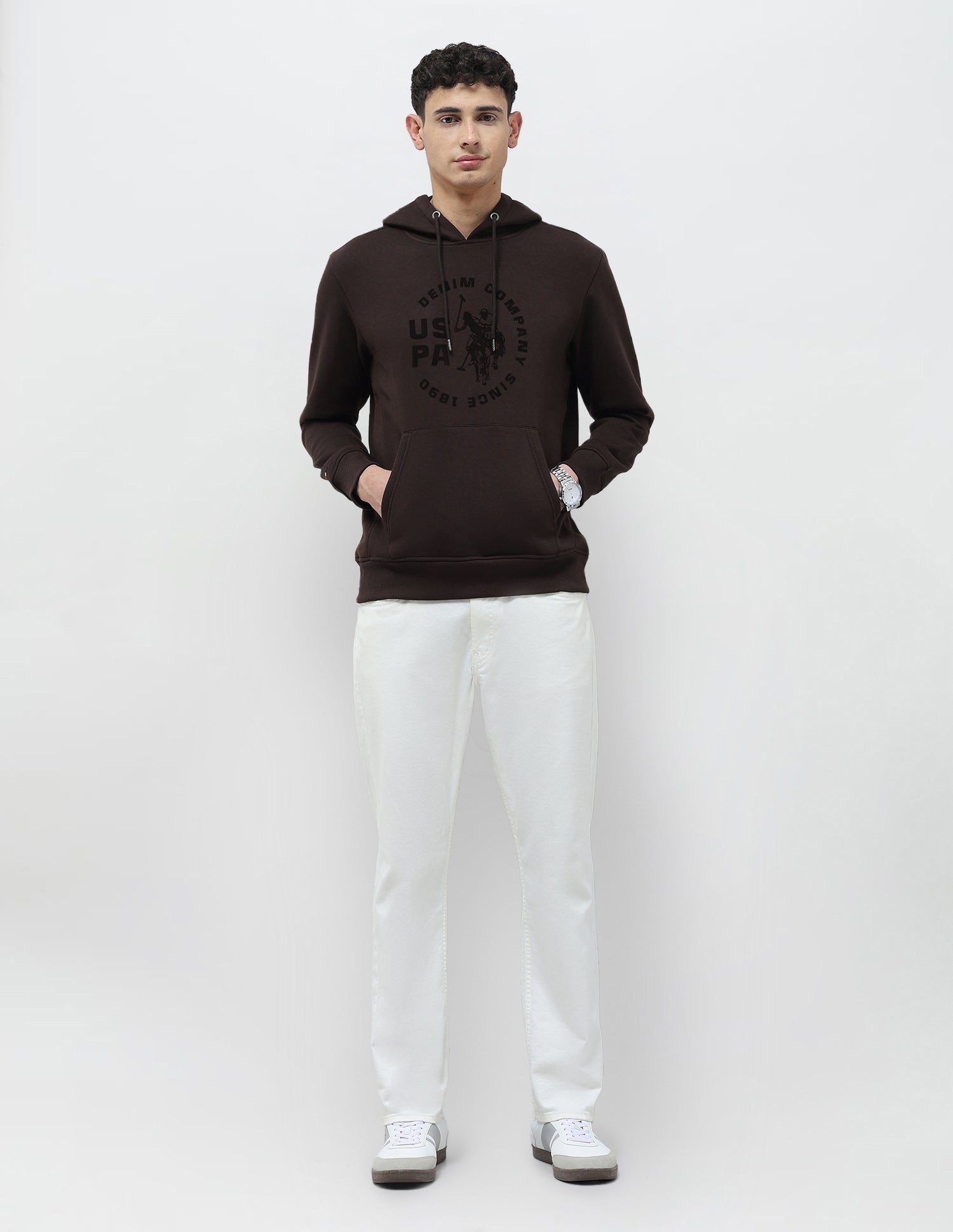 Brand Printed Regular Fit Sweatshirt Dark Brown - U.S. POLO ASSN. | Large