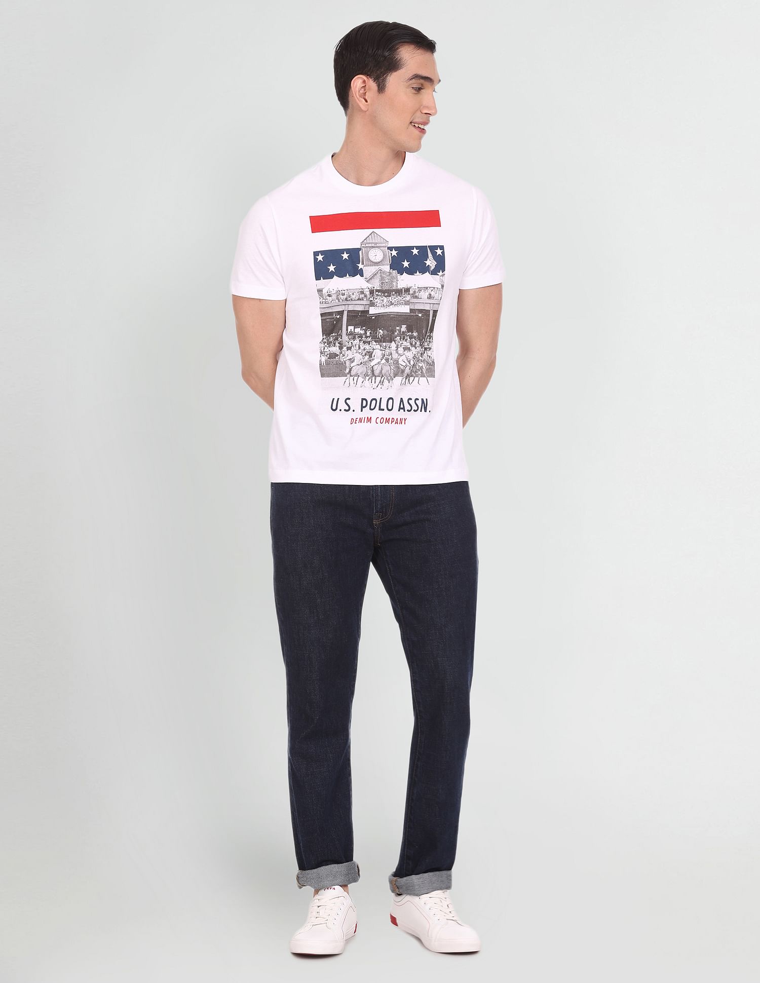 Graphic Print Cotton T-Shirt White - U.S. Polo Assn. India | Large
