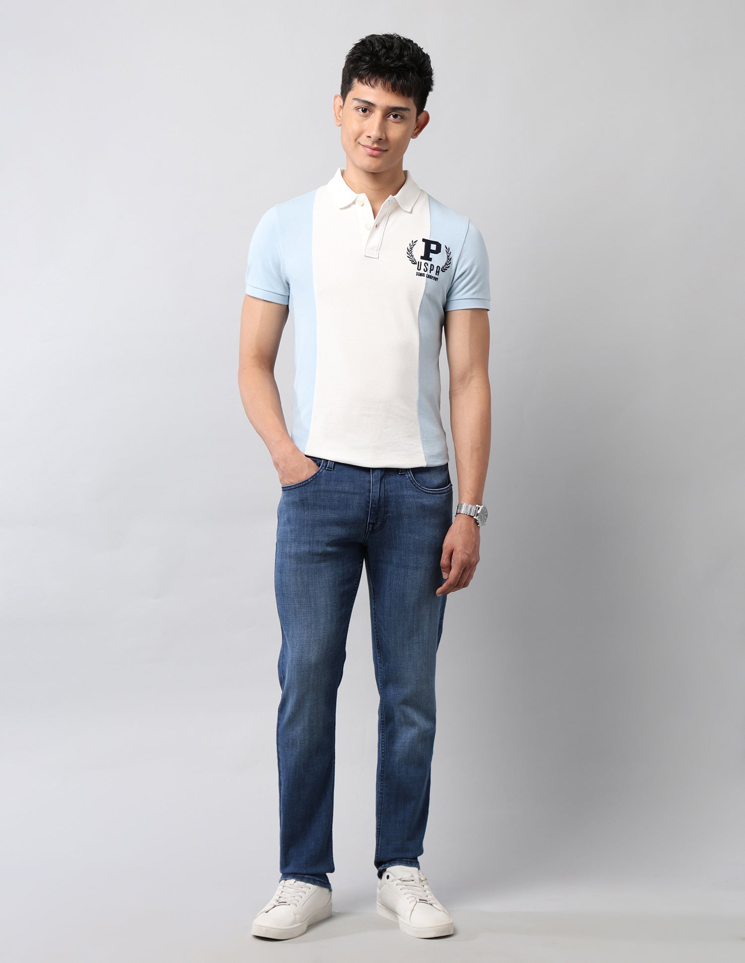 Brandon Slim Tapered Fit Blue Jeans Med Blue - U.S. POLO ASSN. | Large