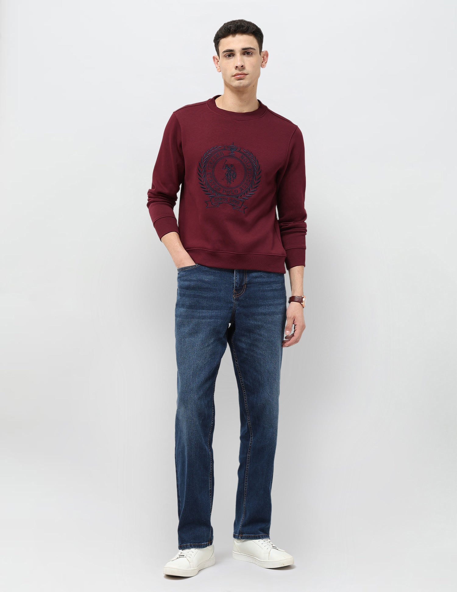 Graphic Brand Embroidered Regular Fit Sweatshirt Dark Red - U.S. POLO ASSN. | Large