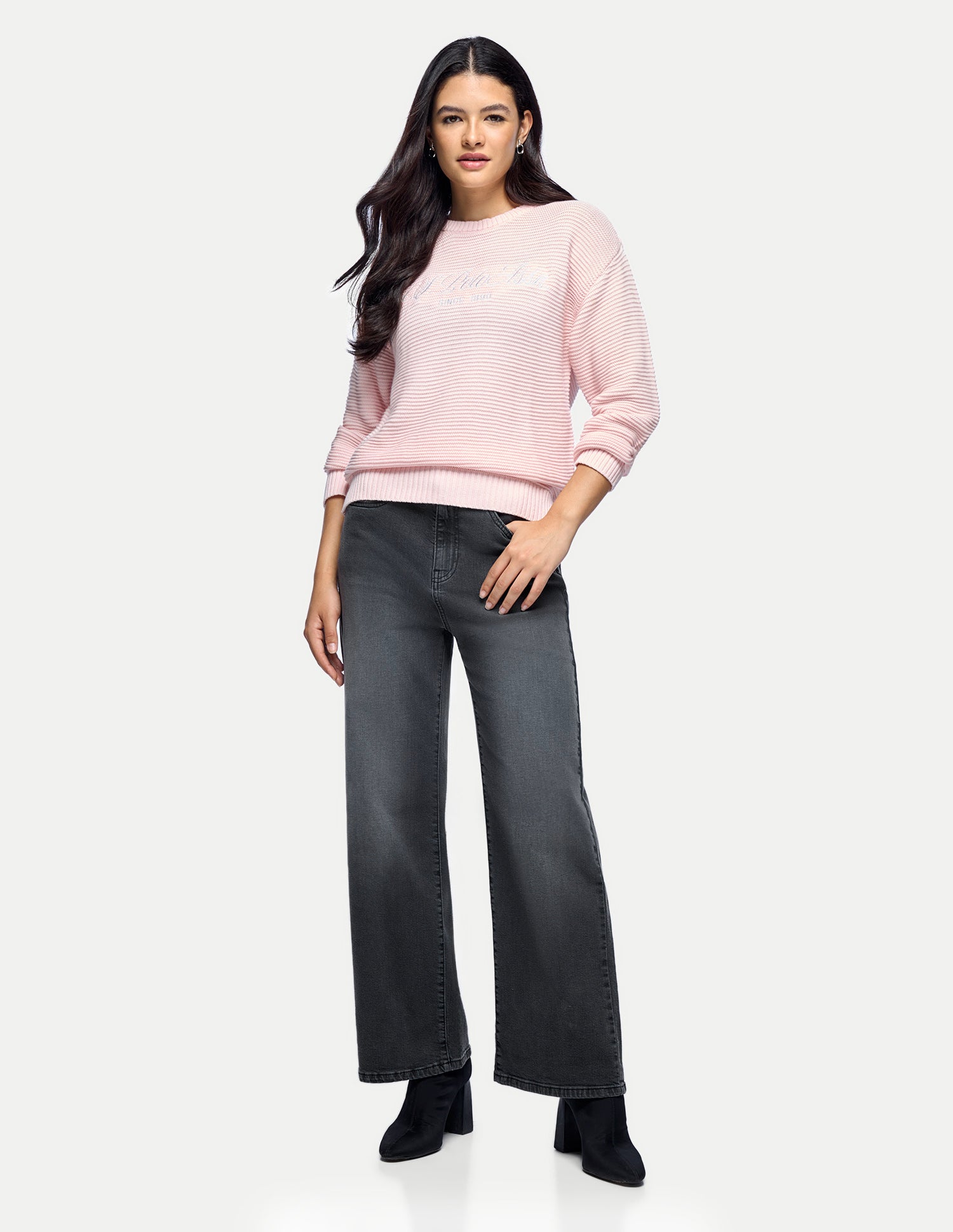 Wide Leg Fit Grey Jeans Dark Grey - U.S. Polo Assn. India | Large