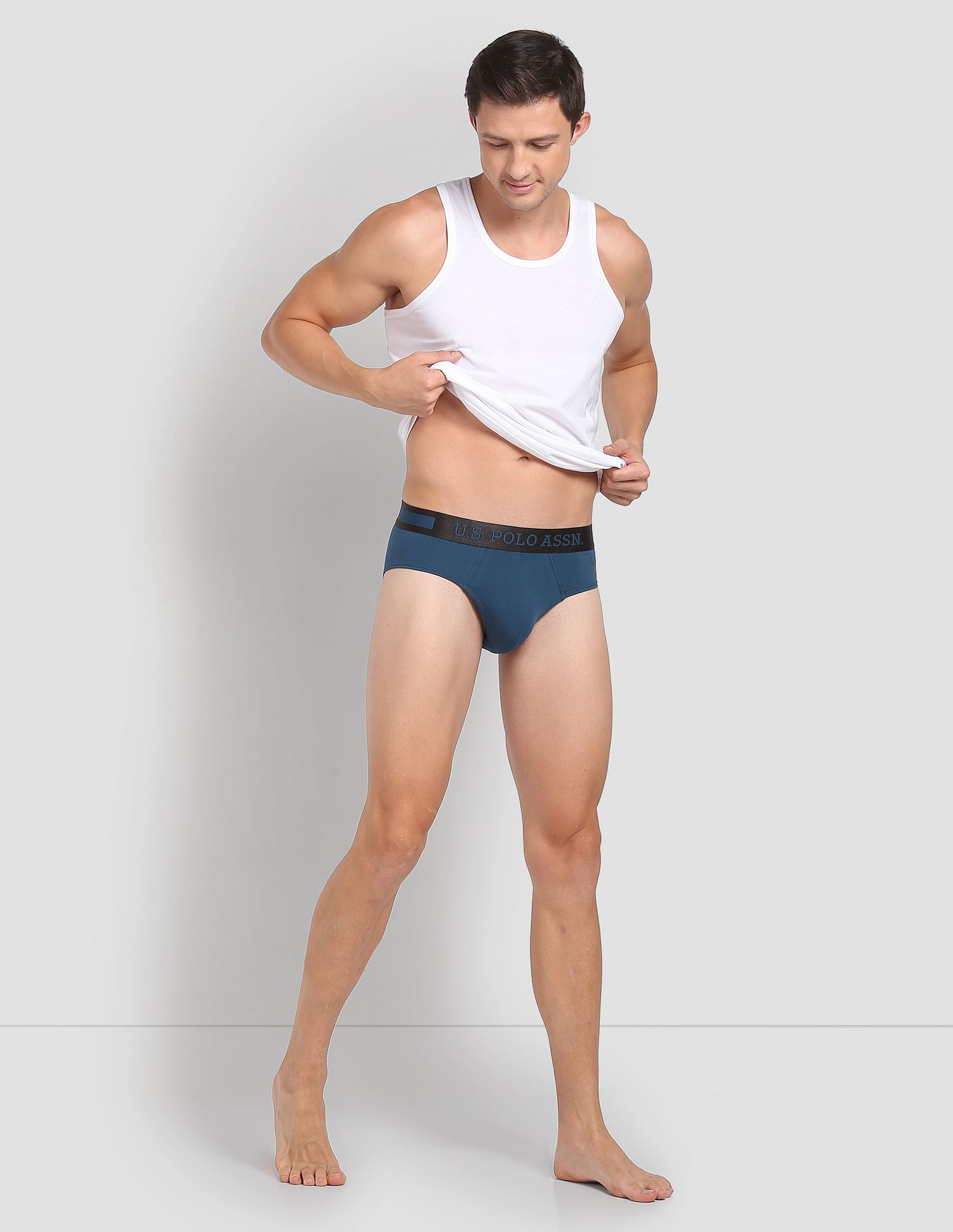 Mid Rise Solid PB001 Premium Briefs - Pack Of 1 Blue Opal - U.S. POLO ASSN. | Large