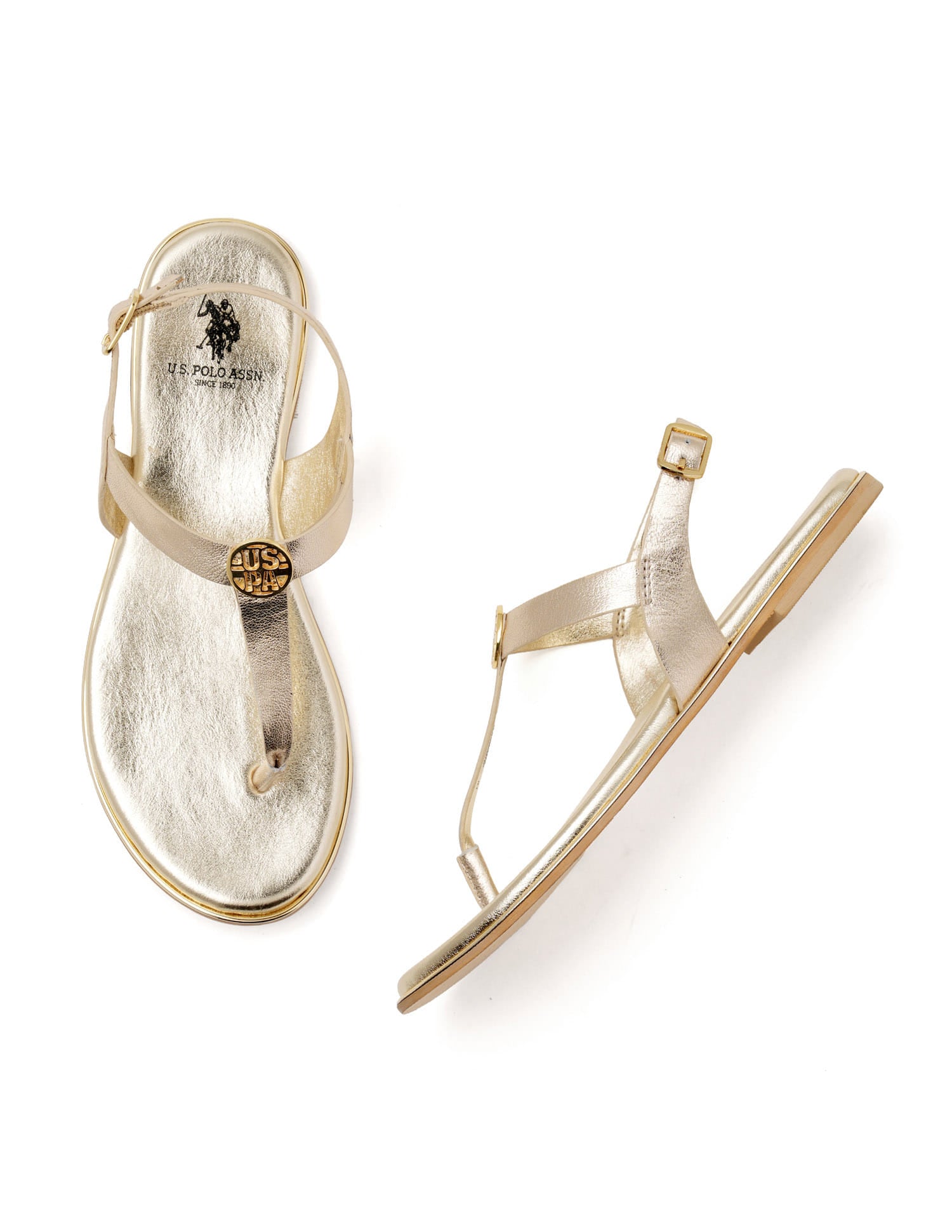 Women Tess Solid Flats Gold - U.S. Polo Assn. India | Large